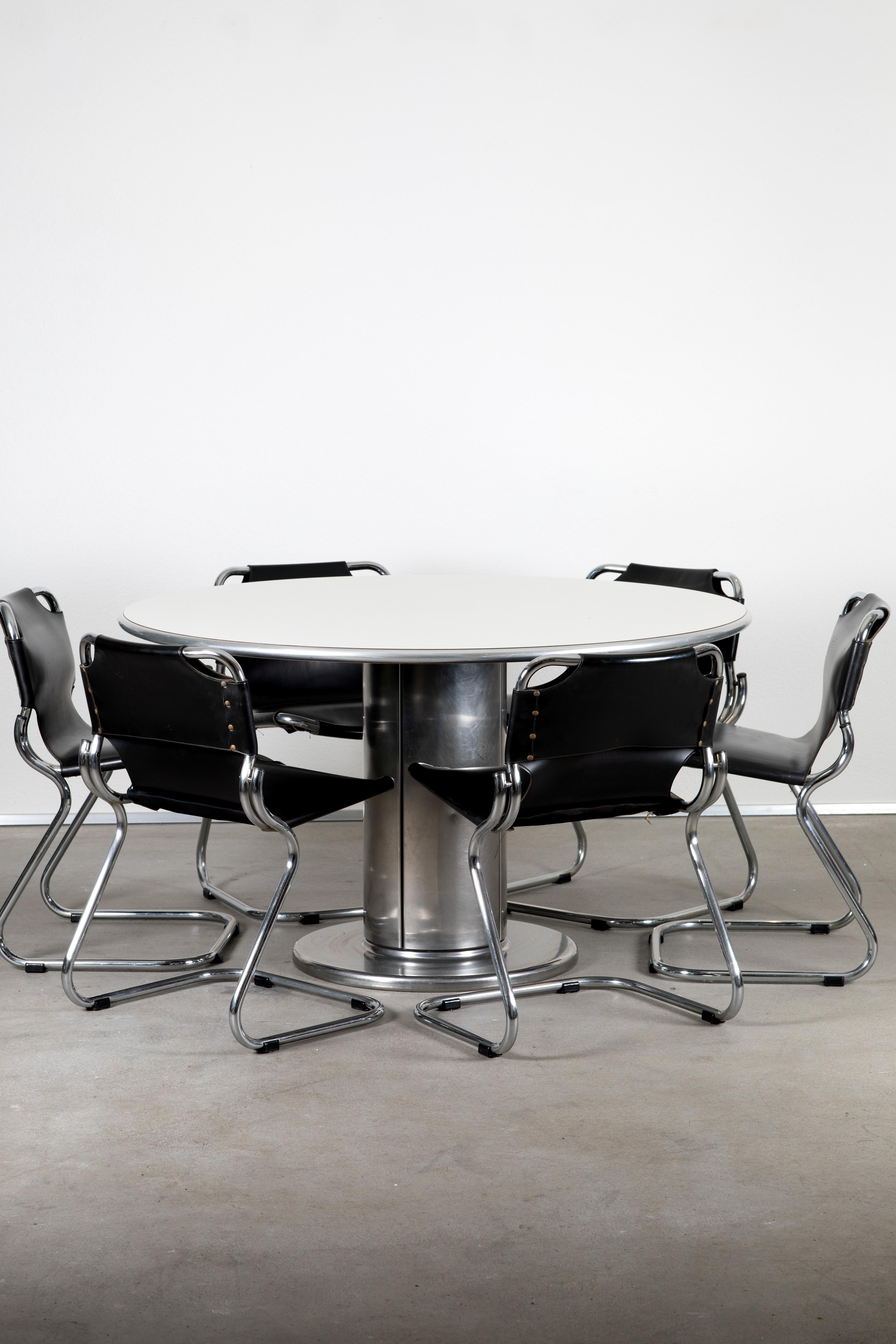 Italian 1970s Round Table & Chairs For Sale