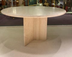 1970s Round Travertine Dinning Table