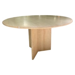 1970s Round Travertine Dinning Table