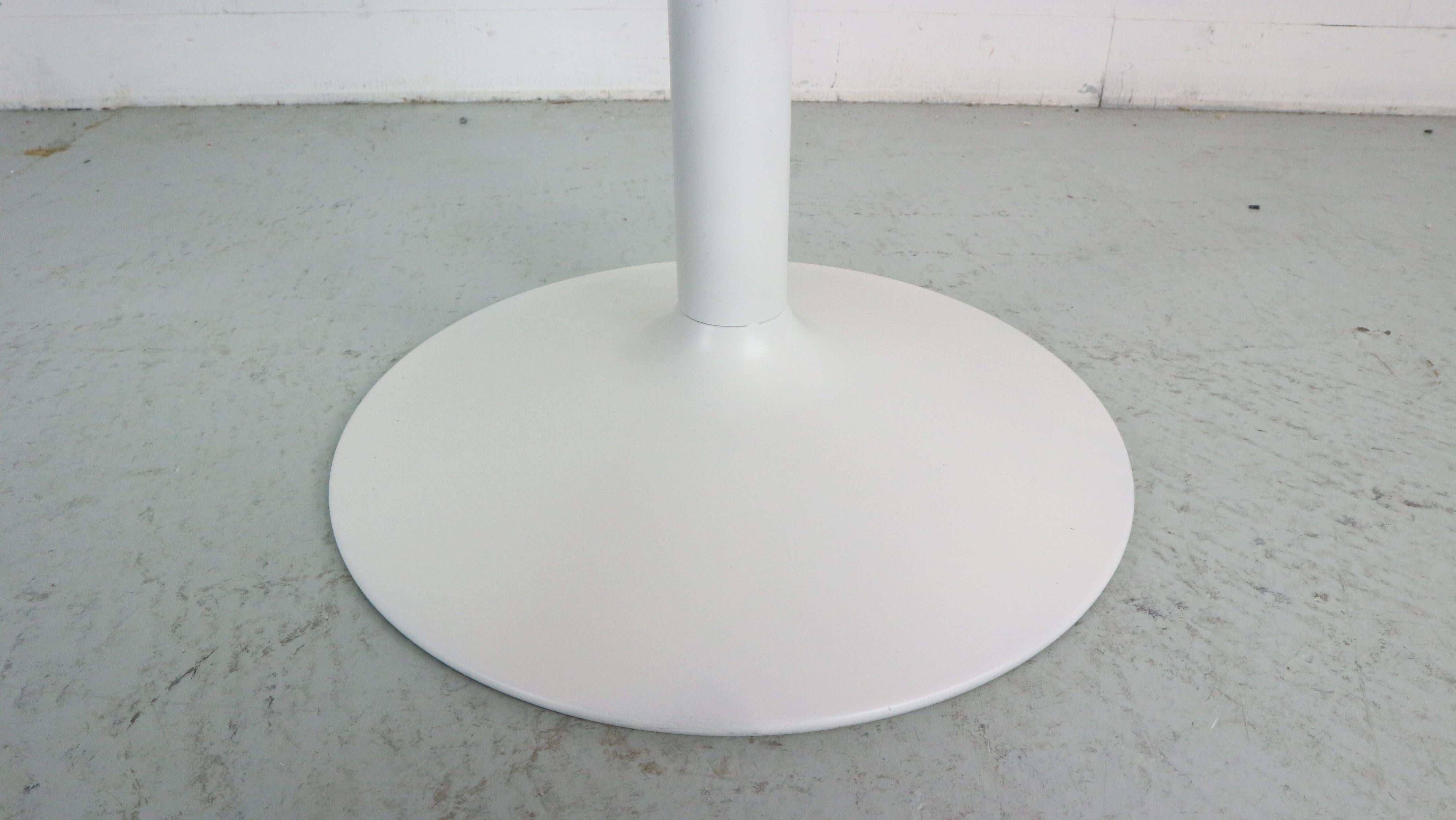 1970s round white side table from OPAL in Space Age design with smoked glass top 3