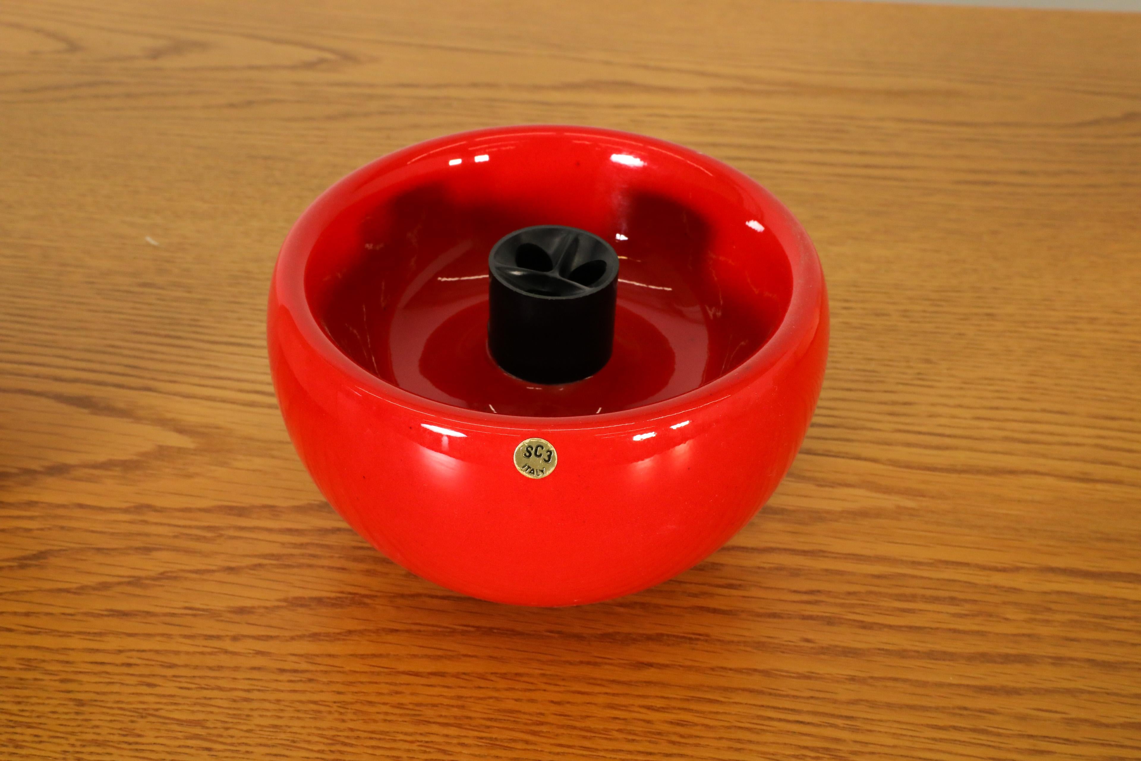 Posacenere rotondo in ceramica ROX Sicart rosso e bianco, anni '70, nuovo in scatola in vendita 1
