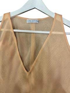 1970s Roy Halston iconic Silk Slip dress in peach with tulip hem