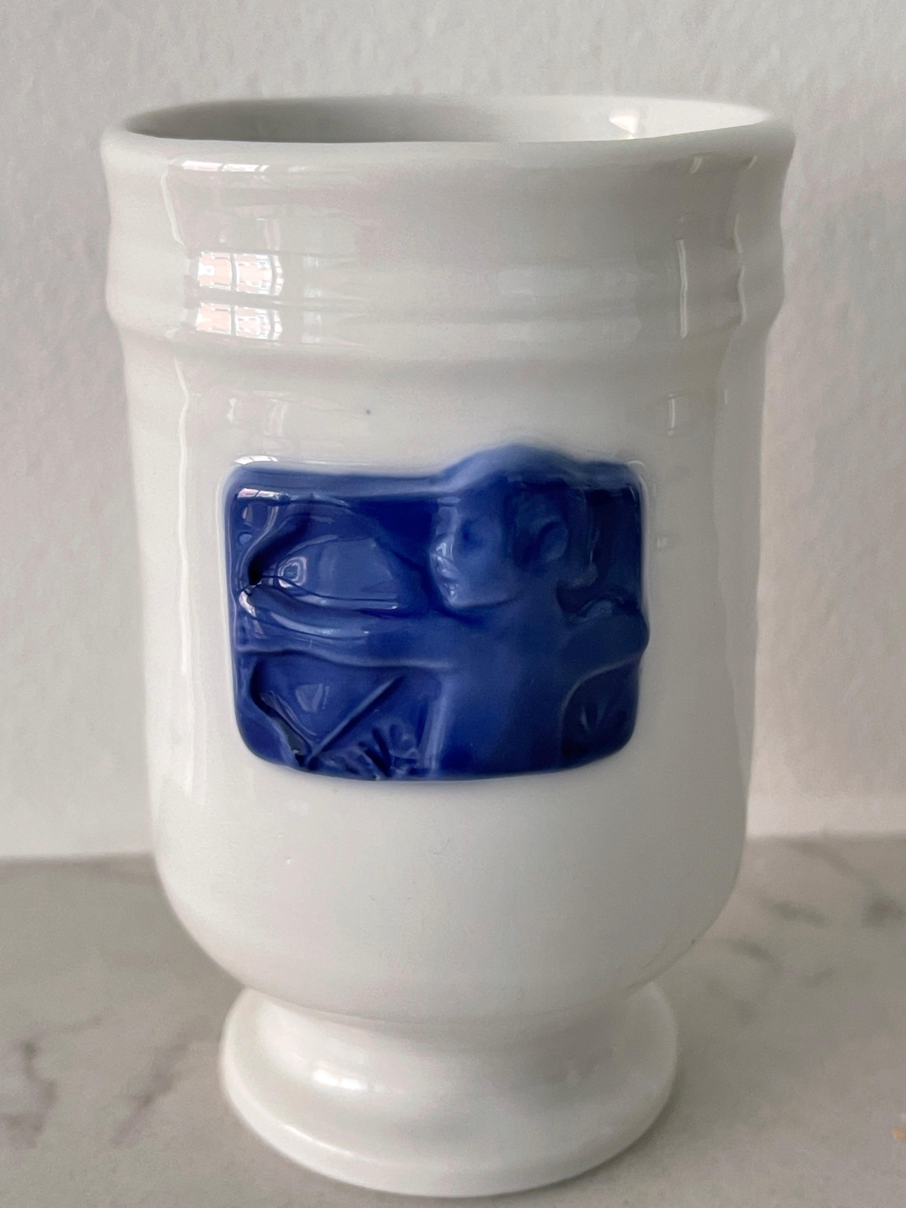 1970's Royal Copenhagen White Porcelain Cupid's Arrow Sagittarius Vase For Sale 4