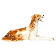 Estatua de porcelana Royal Dux de 1970 de un Collie