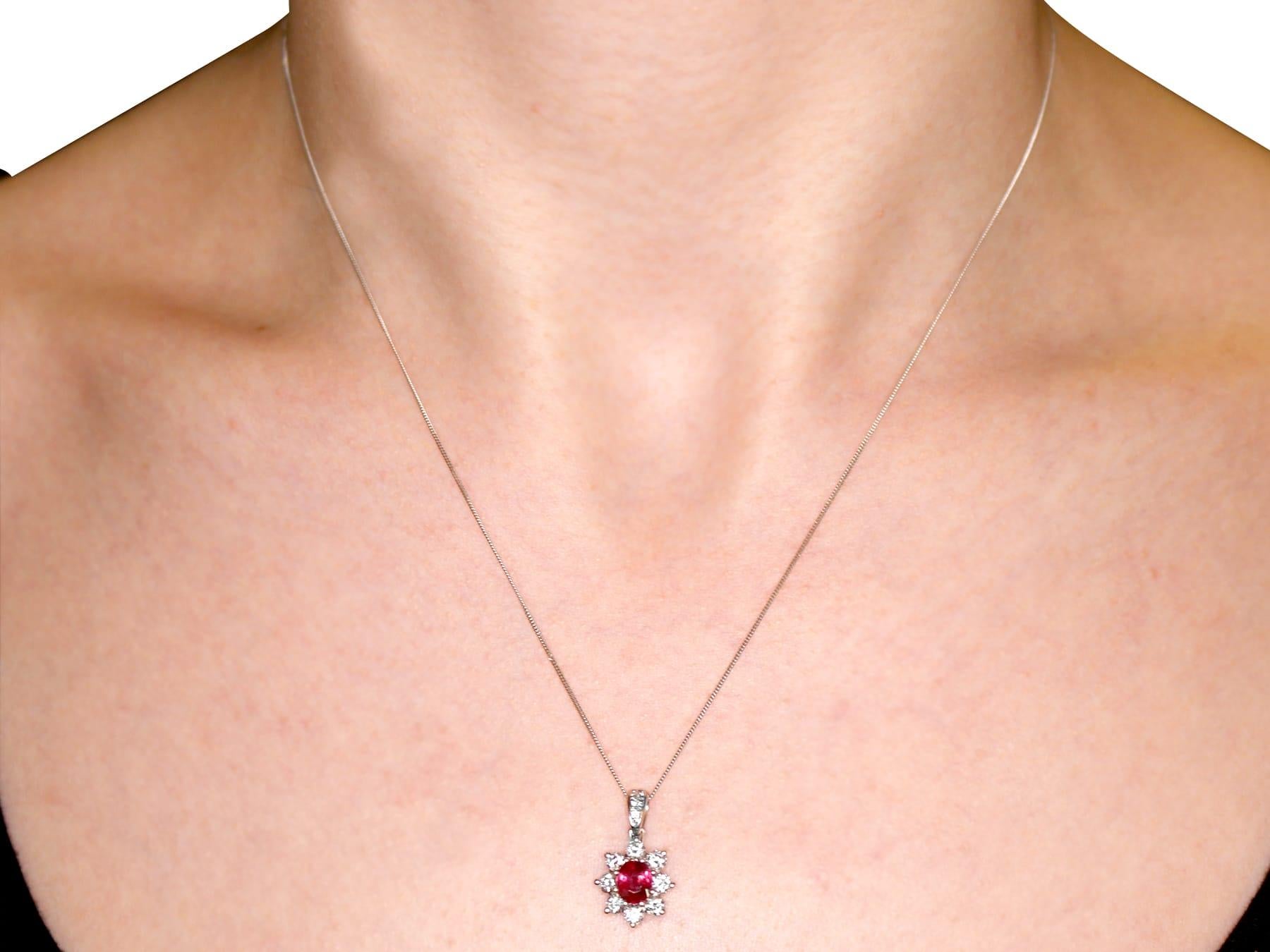 Vintage 1970s Ruby and Diamond White Gold Pendant For Sale 1