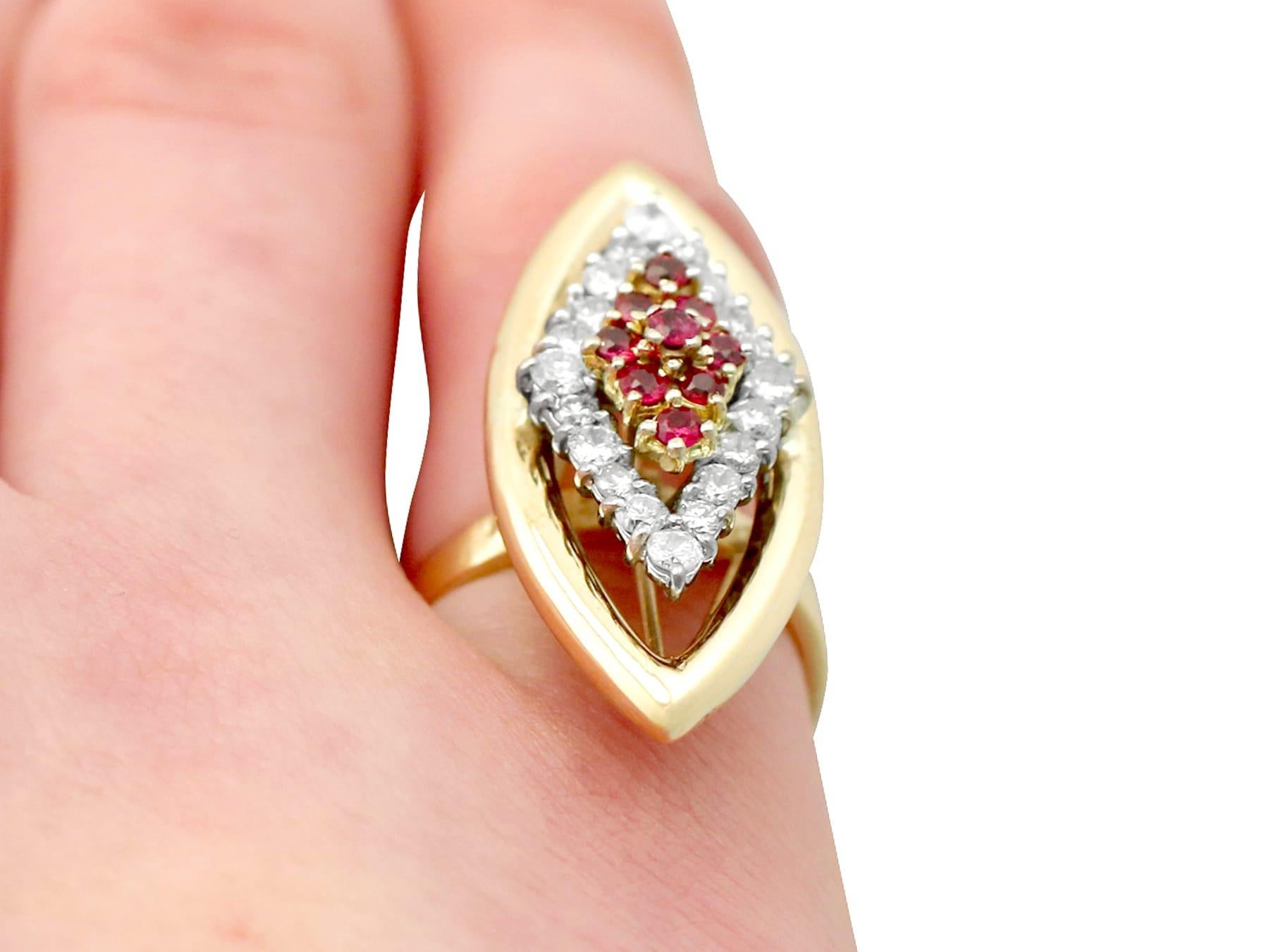 1970s Ruby and Diamond Yellow Gold Cocktail Ring For Sale 3