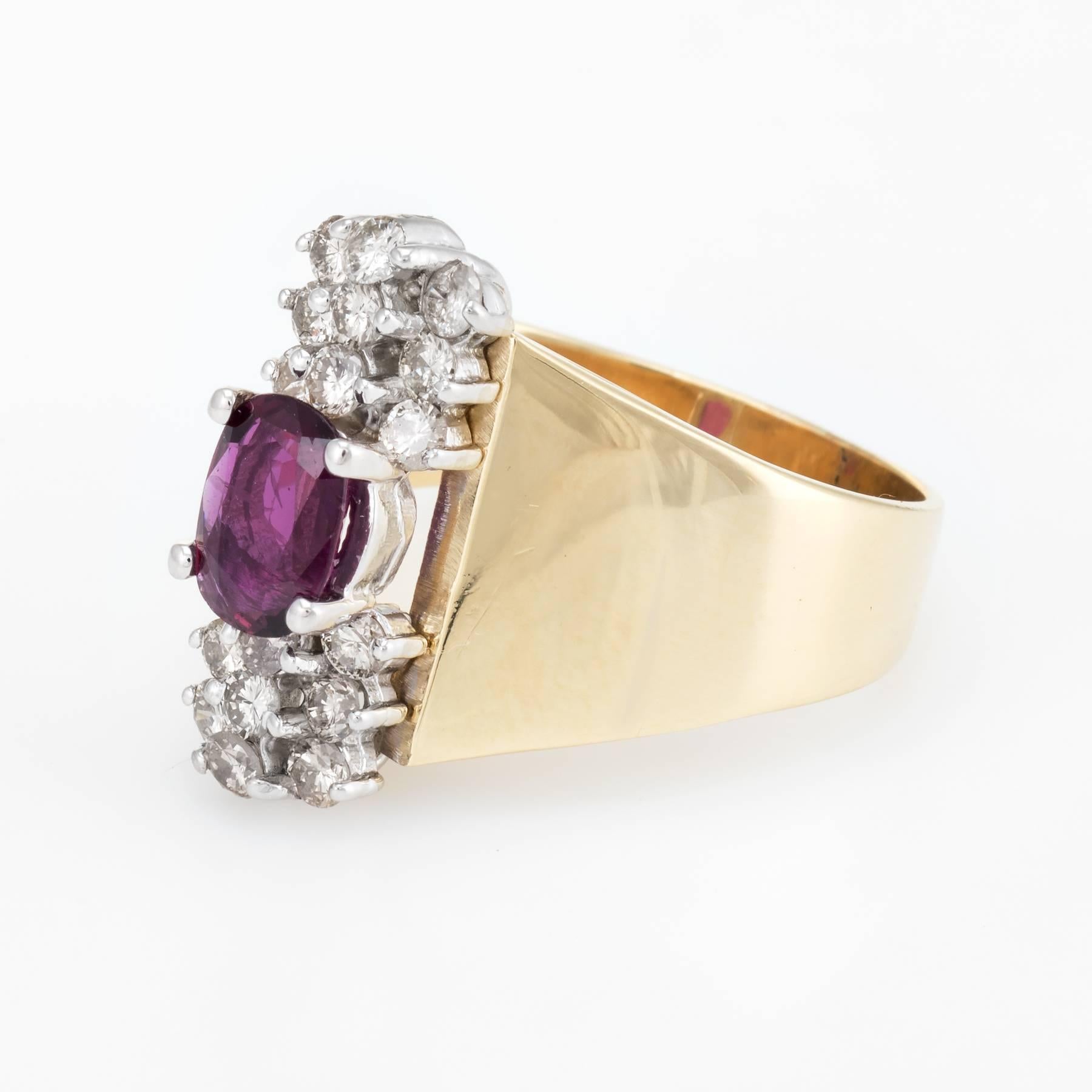 1970s Ruby Diamond 14 Karat Yellow Gold Cocktail Ring In Good Condition In Torrance, CA