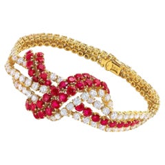 1970s Ruby Diamond and Yellow Gold Bracelet by André Vassort for M. Gérard