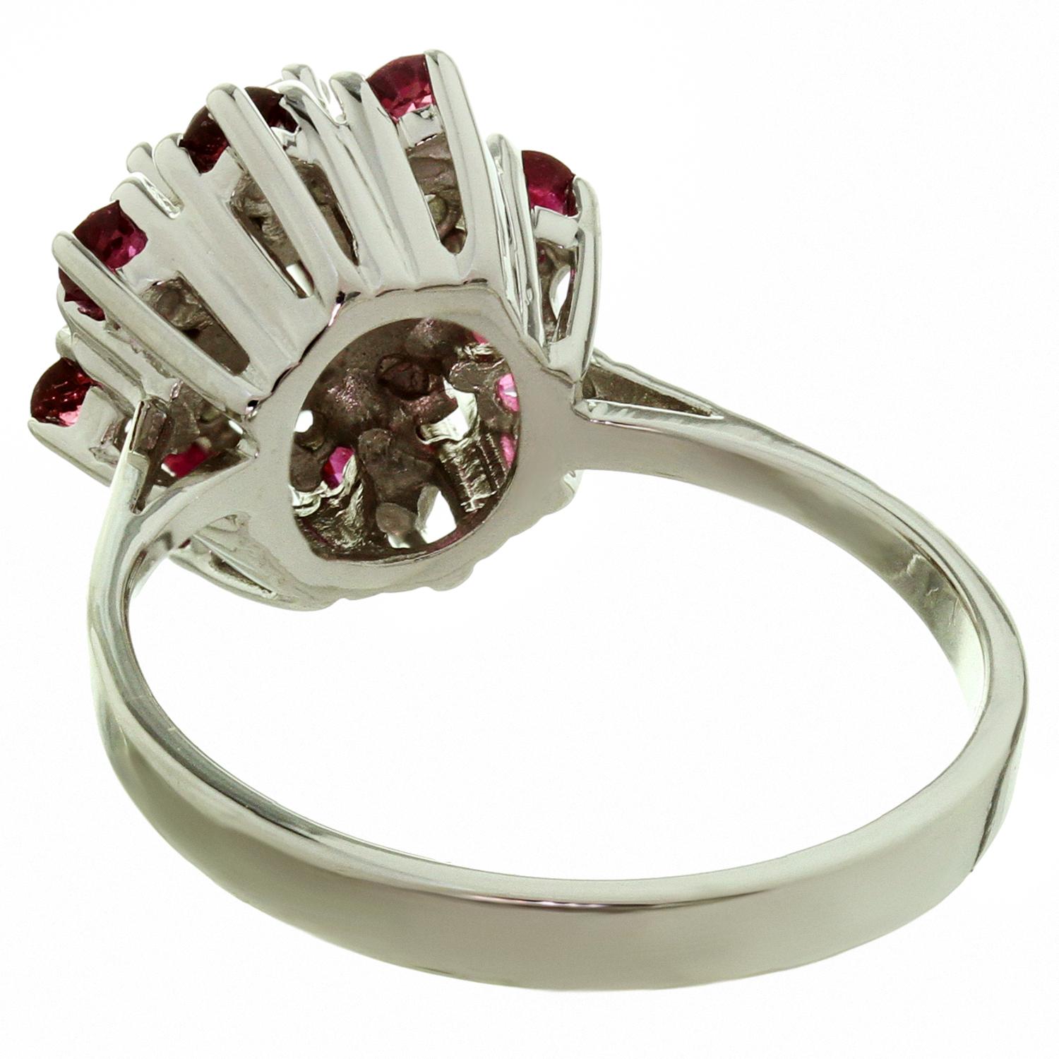 Women's 1970s Ruby Diamond White Gold Ring For Sale
