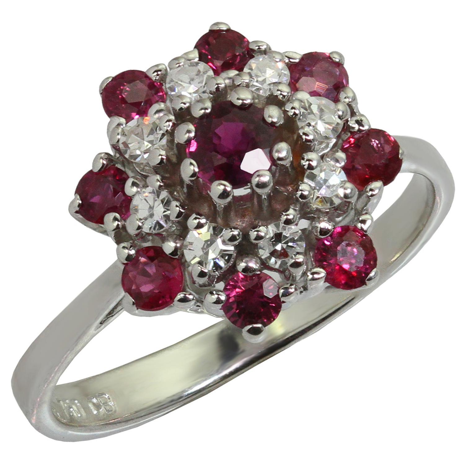 1970s Ruby Diamond White Gold Ring For Sale