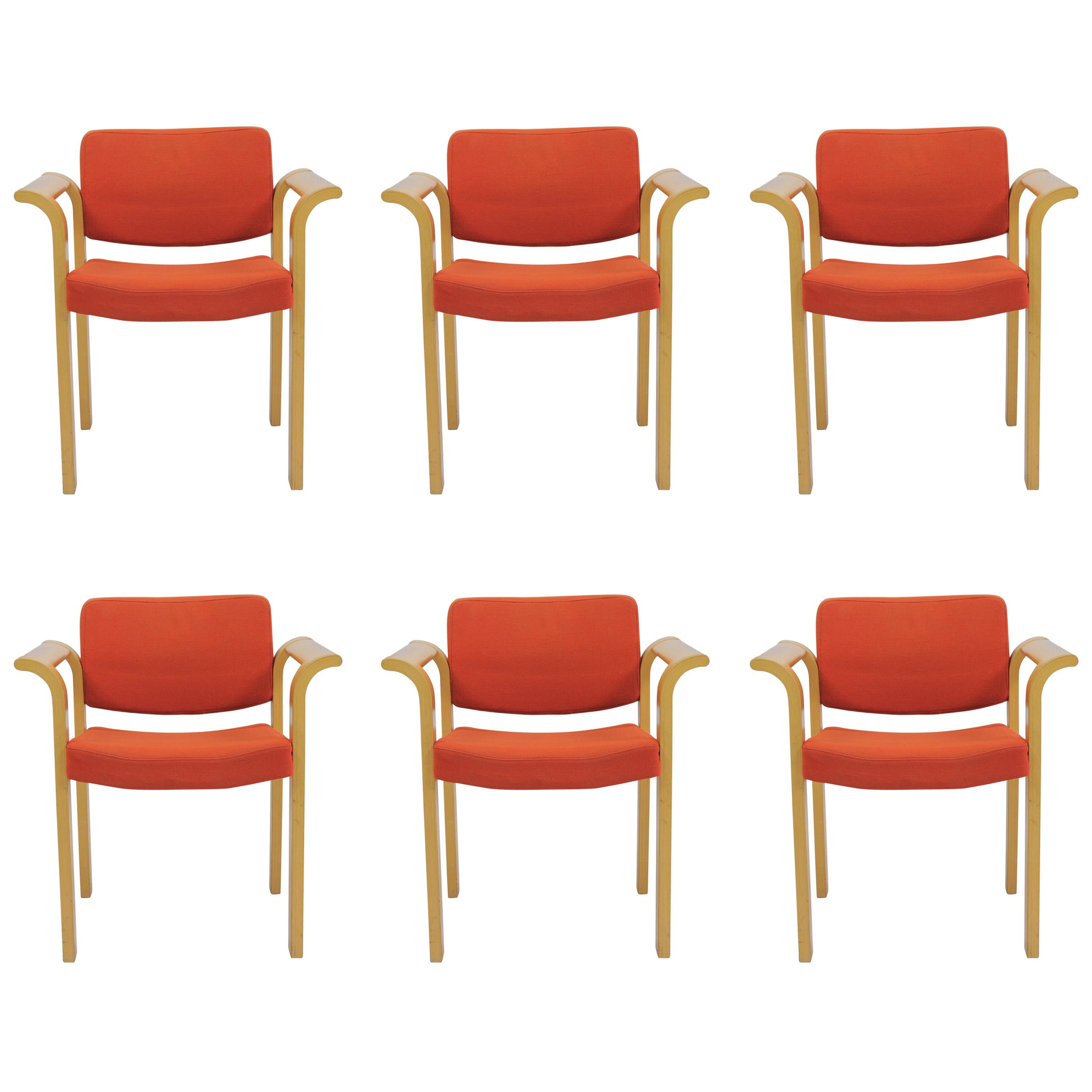 1970s Rud Thygesen and Johnny Sorensen Set of Six Armchairs - Inc. Reupholstery For Sale