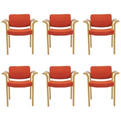 1970s Rud Thygesen and Johnny Sorensen Set of Six Armchairs - Inc. Reupholstery