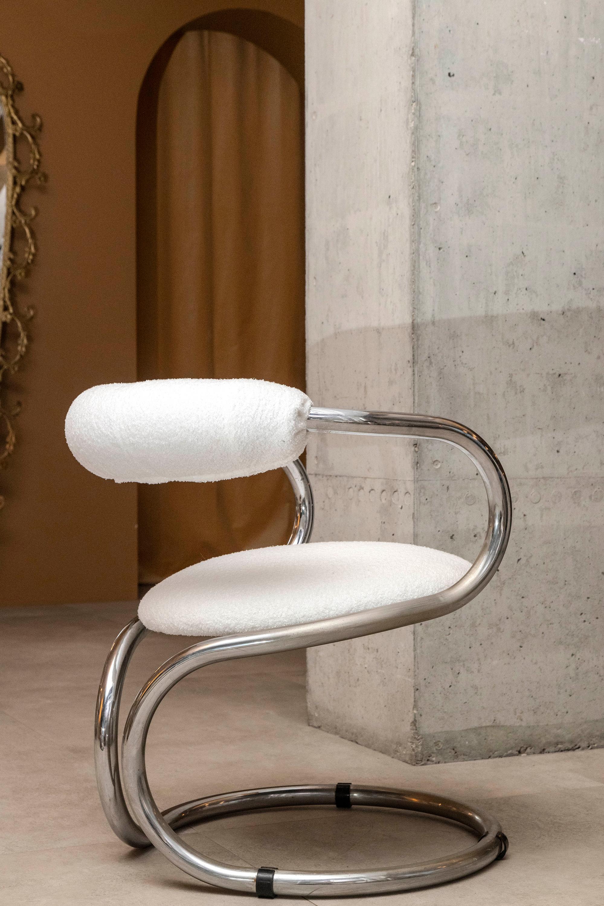 Italian 1970s Rudi Bonzanini tubular dining chairs, Set of 4 For Sale