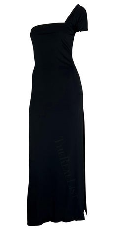 Rudi Gernreich anni '70 - Abito nero monospalla con spacco alto e colonna di Bodycon stretch