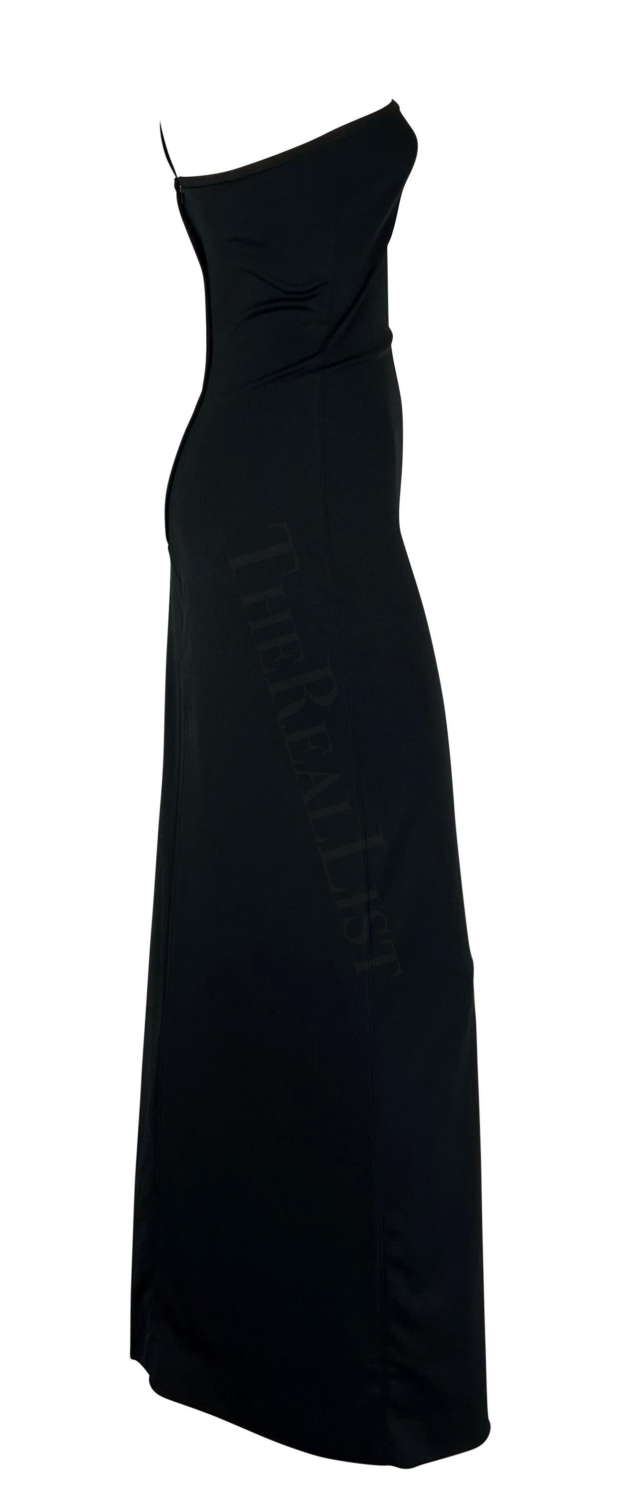 Women's 1970s Rudi Gernreich Black Single Shoulder High Slit Bodycon Column Stretch Gown For Sale