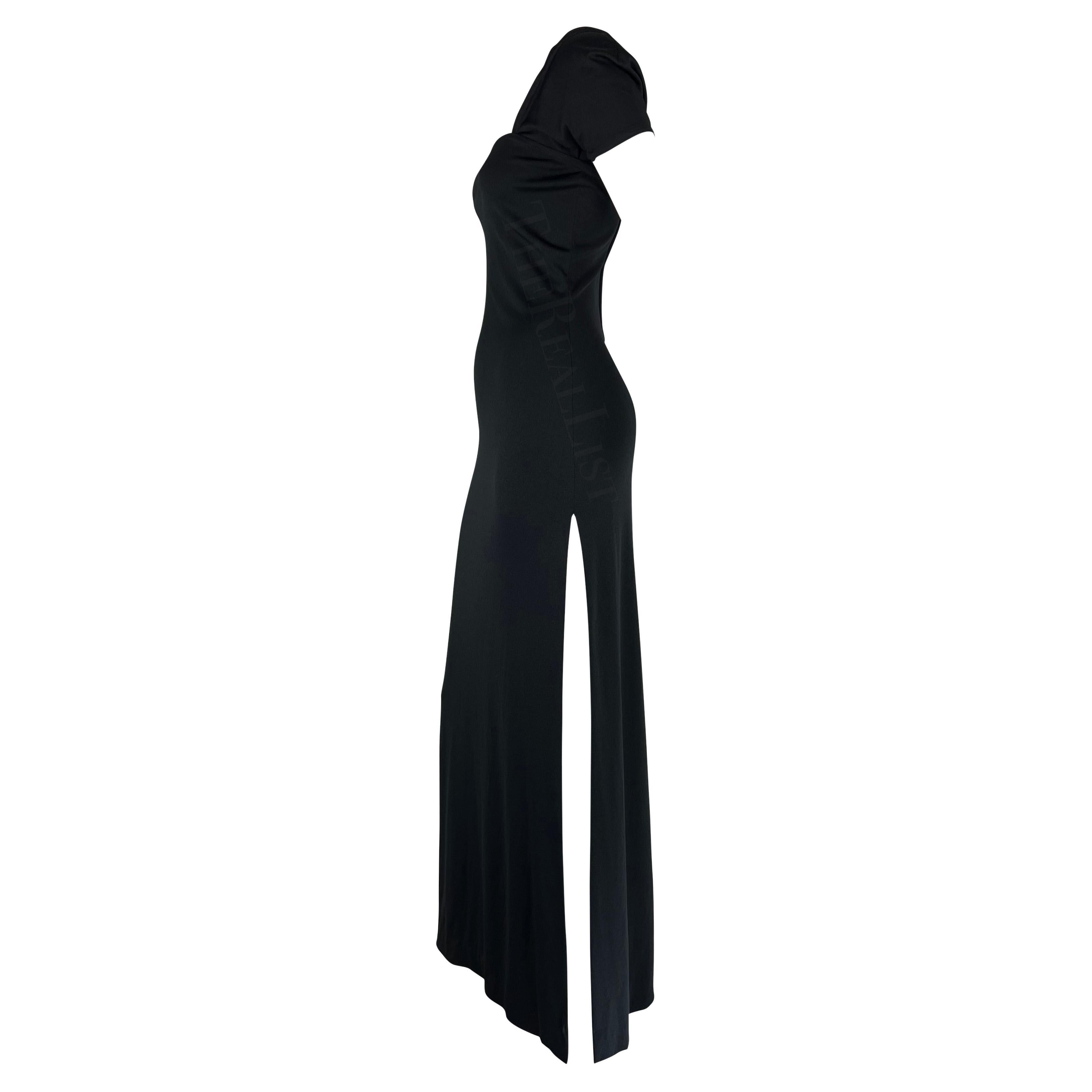 1970s Rudi Gernreich Black Single Shoulder High Slit Bodycon Column Stretch Gown For Sale