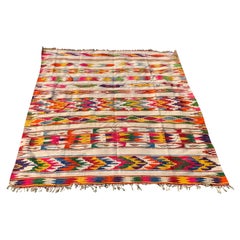 Tappeto 1970S Tappeto berbero vintage fatto a mano algerino multicolore Geometrico Boho Rosso