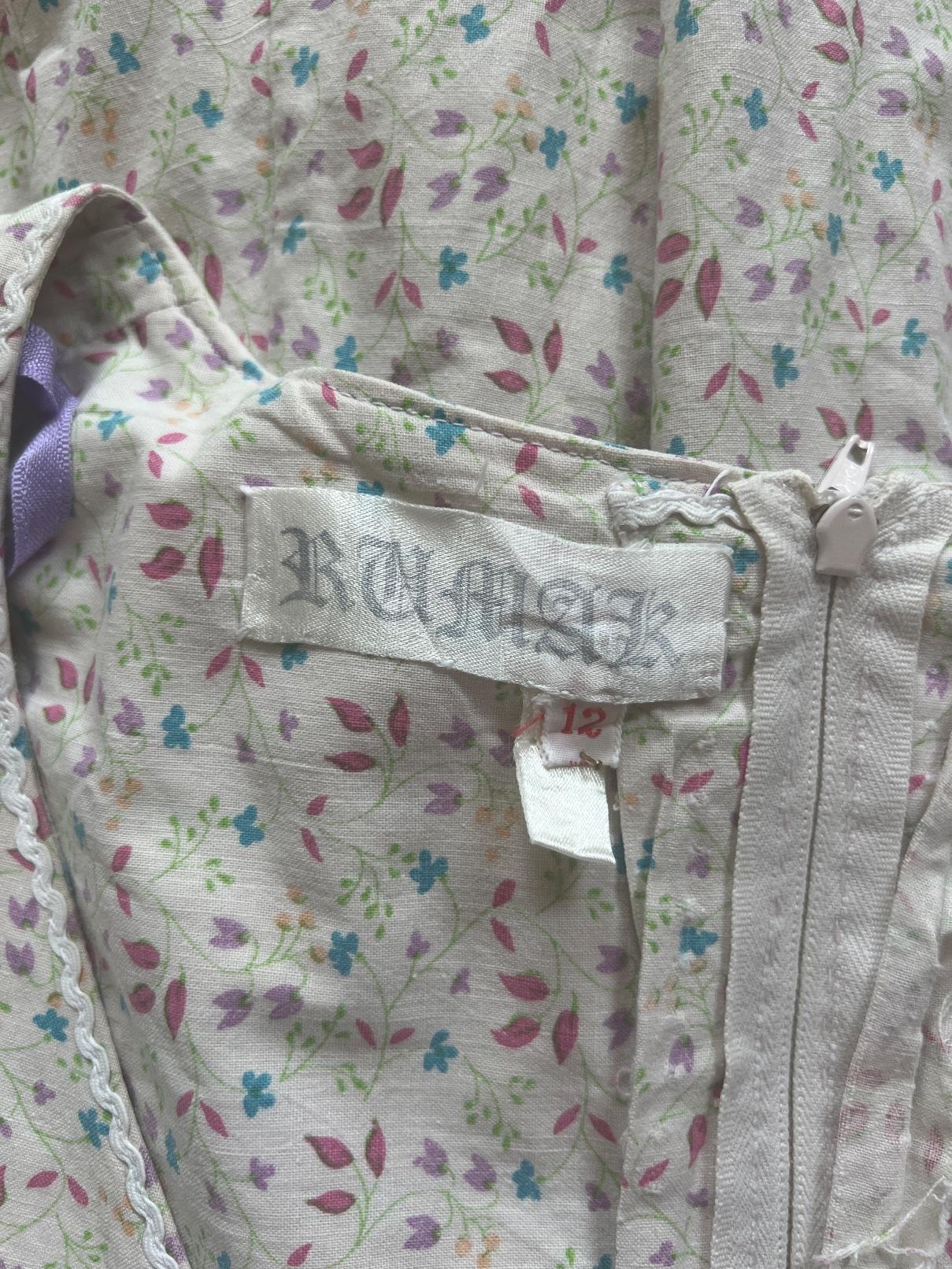 Rumak Robe longue en coton imprimé floral à pois bleu des années 1970 Pour femmes en vente