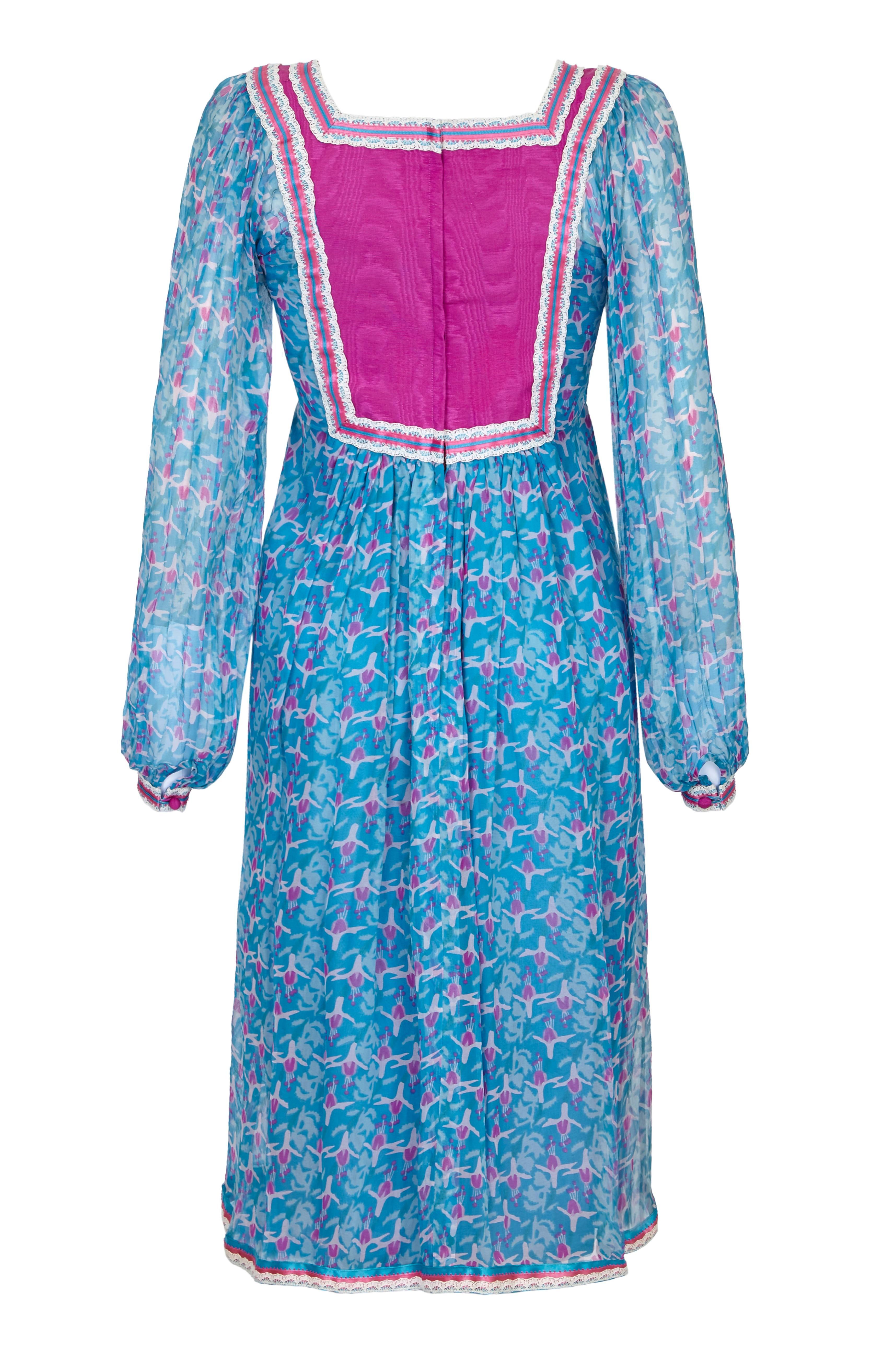Women's 1970s Rumak Couture Boho Silk Chiffon Dress - like Thea Porter
