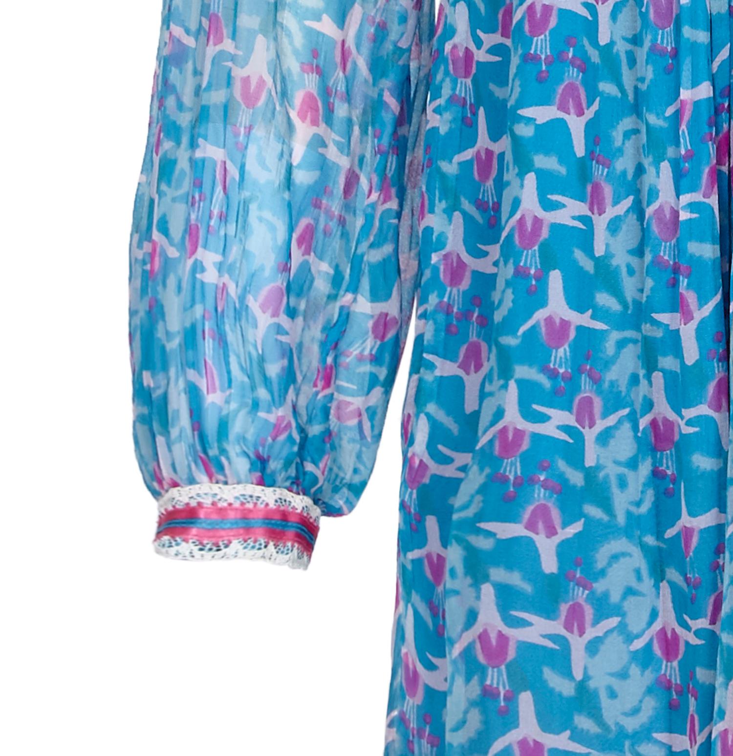1970s Rumak Couture Boho Silk Chiffon Dress - like Thea Porter 1