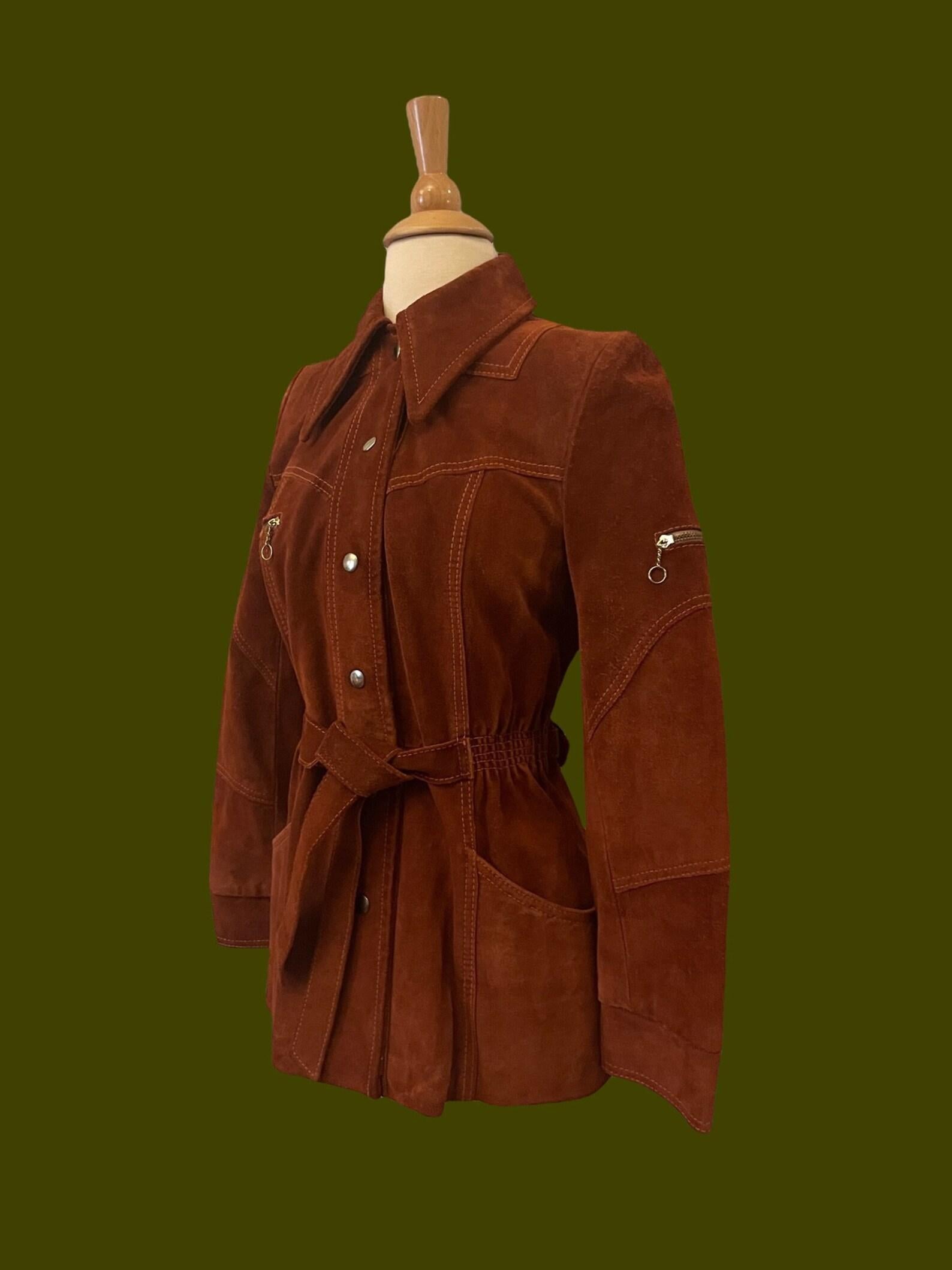 Women's Rust Brown Suede Jacket, Circa 1970s For Sale