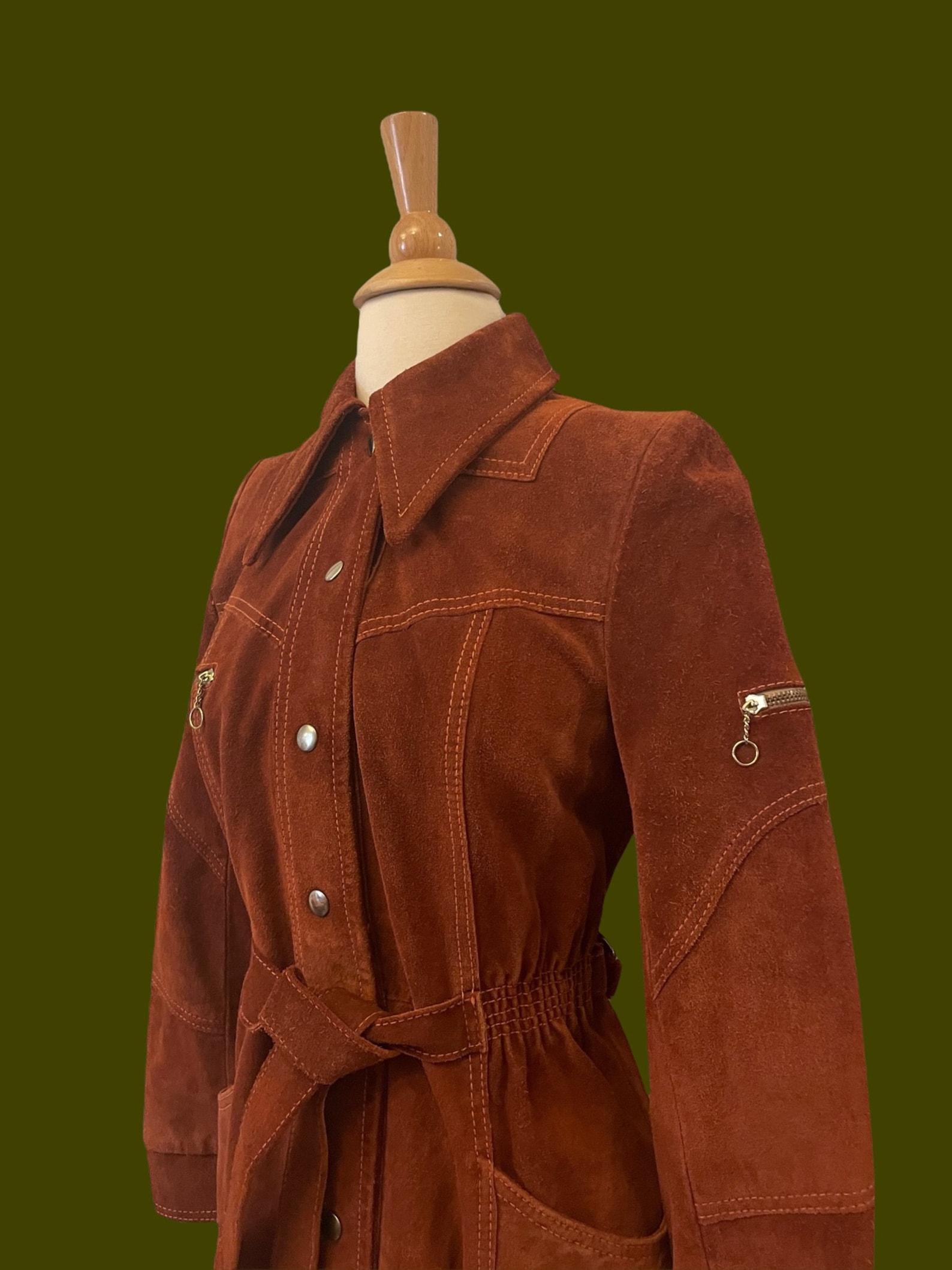 1970s Rust Brown Suede Jacket For Sale 1