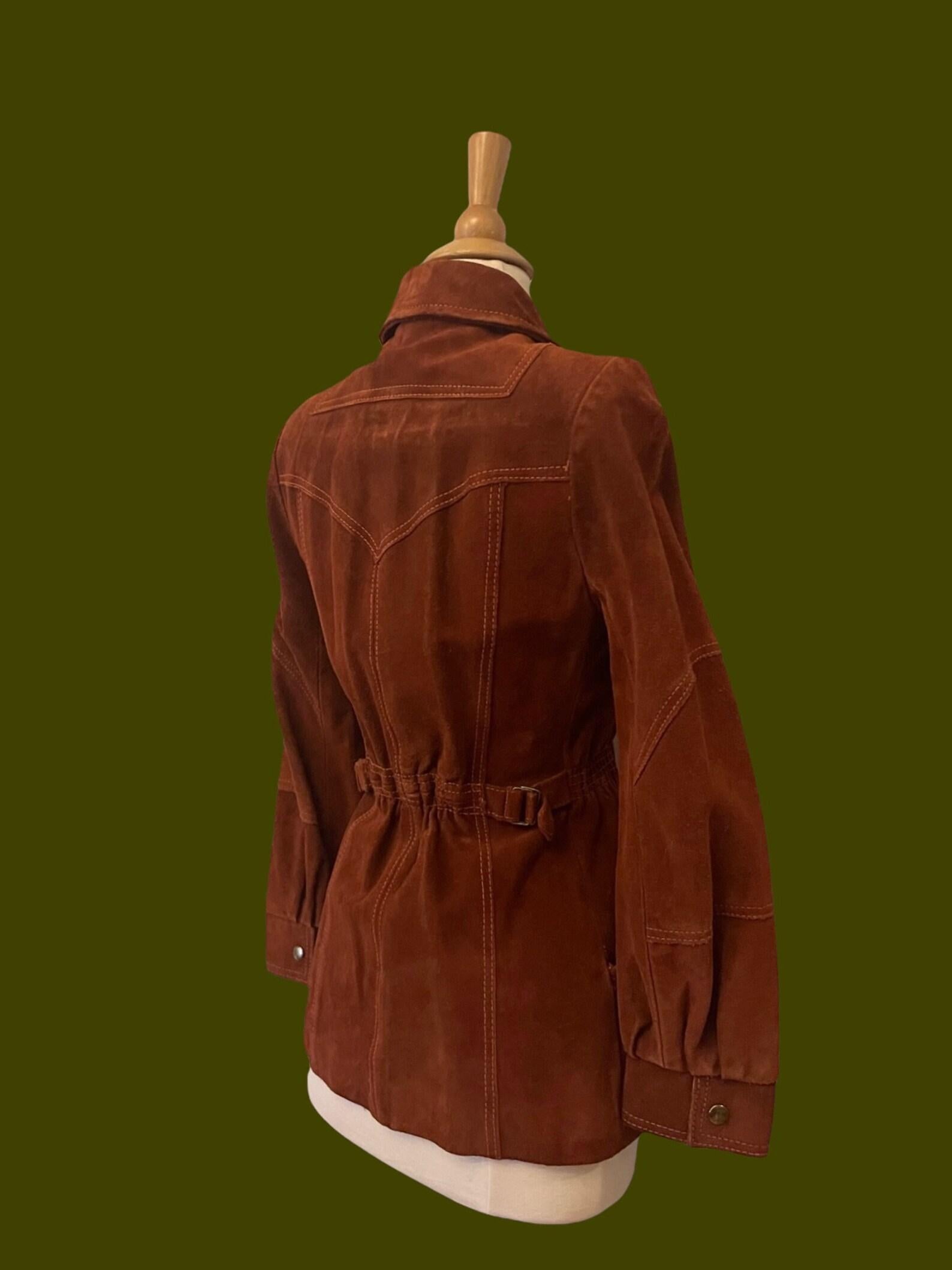1970s Rust Brown Suede Jacket For Sale 2
