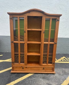 1970s Rustic Mexican Arch Glass Bookcase
