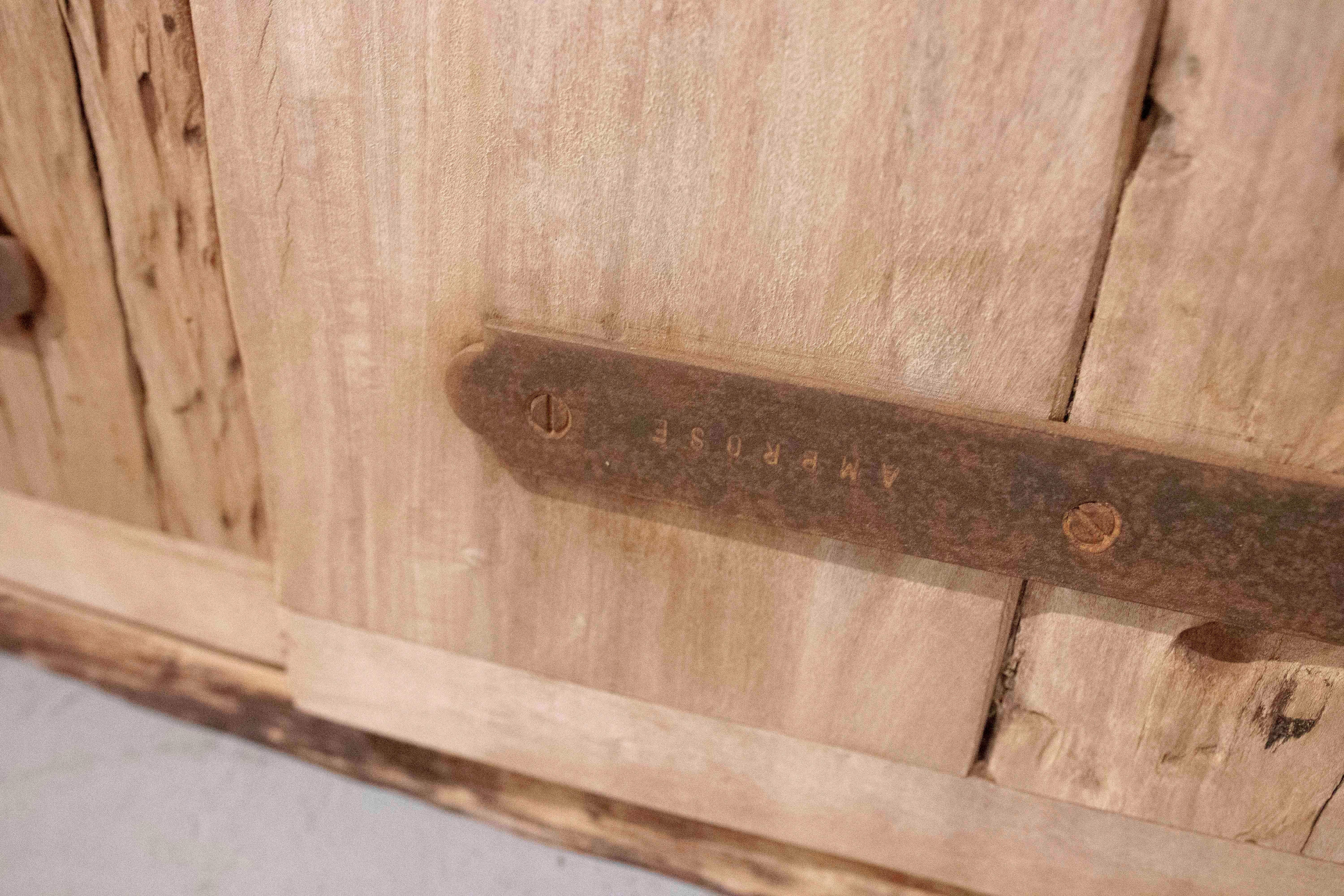1970s Rustic Solid Wood Brutalist Style Sideboard with Antique Hardware 6