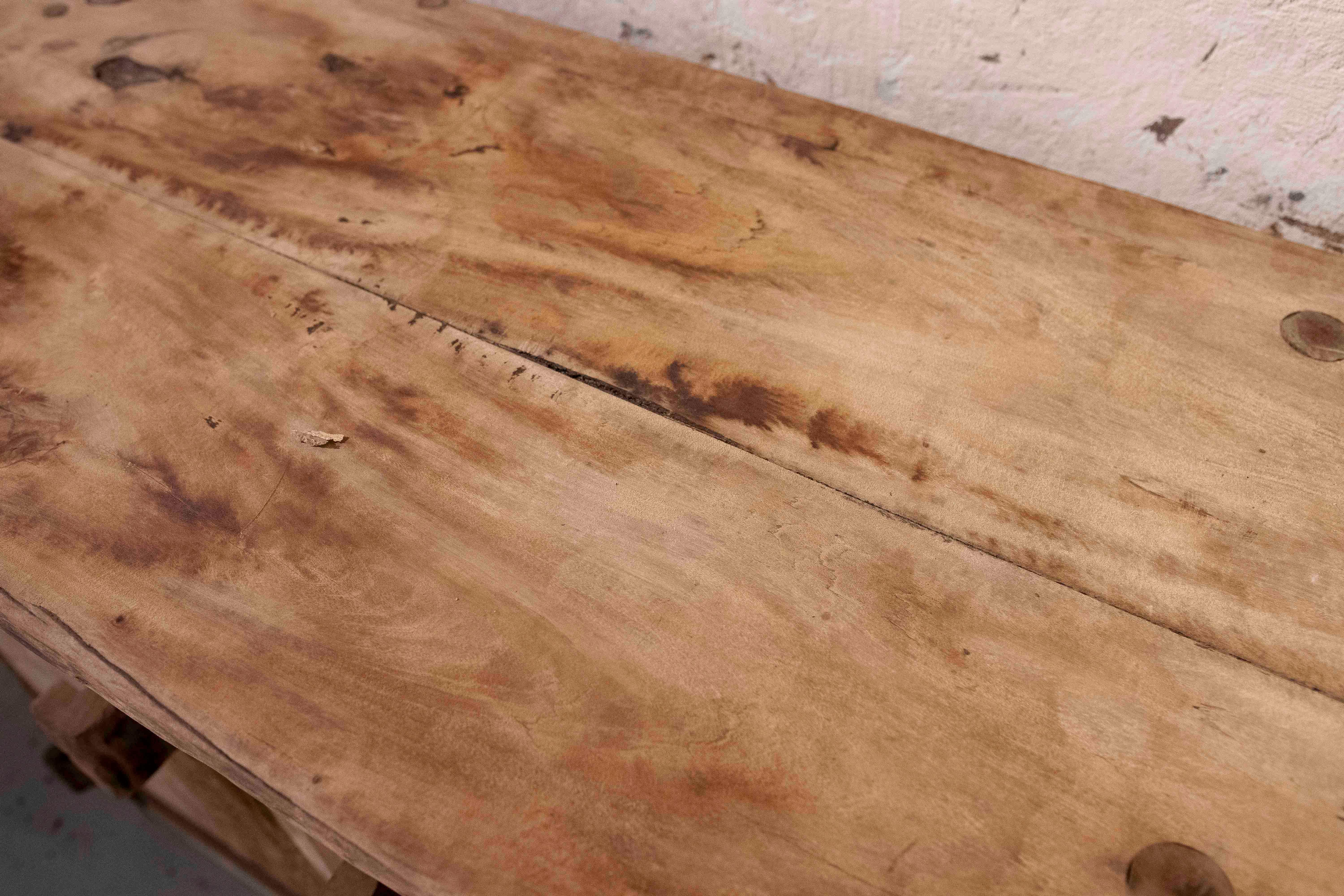 1970s Rustic Solid Wood Brutalist Style Sideboard with Antique Hardware 9