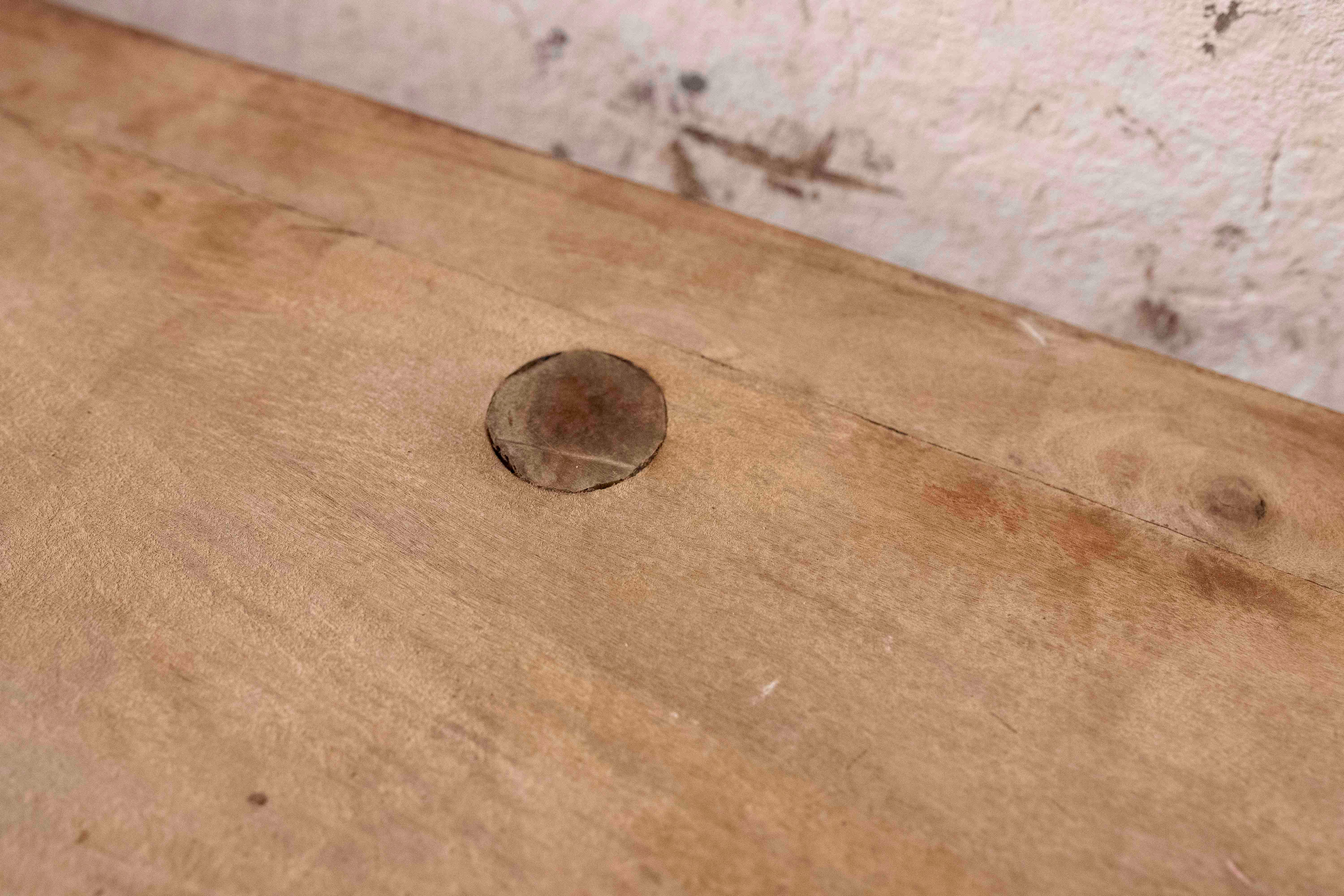 1970s Rustic Solid Wood Brutalist Style Sideboard with Antique Hardware 13