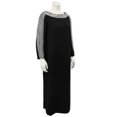 1970s Ruth McCulloch Black Dress with Rhinestone Trim