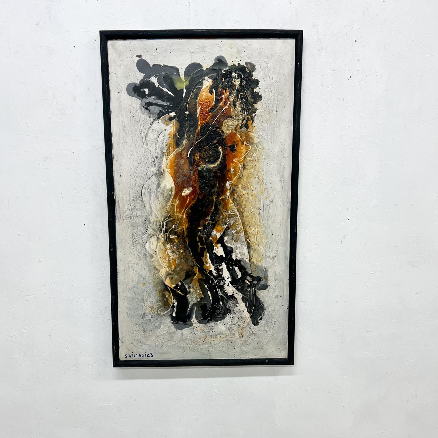 1970s S. Villerias Modern Abstract Expression Artwork Acrylic painting
Art signed by S. Villerias.
Abstract acrylic on Masonite
With original wood frame.
Measures: 44.5 tall x 25.25 width 2 depth
Preowned original vintage condition. Refer to