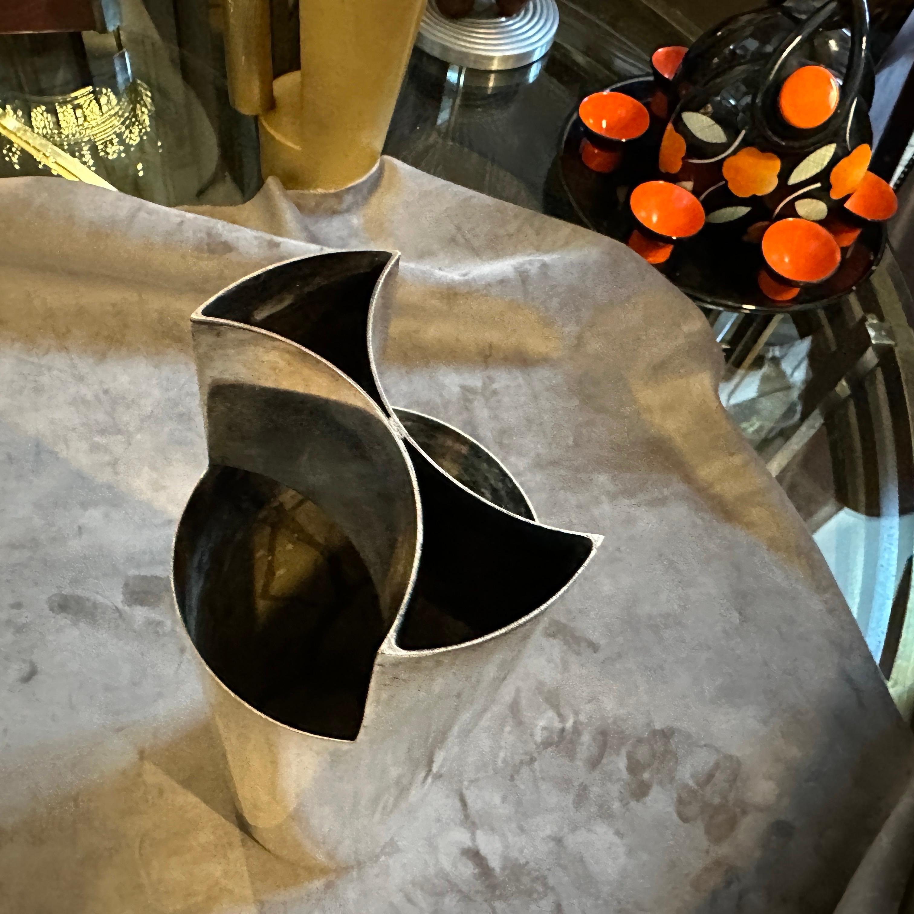 1970er Sabattini Stil Minimalistische versilberte italienische Vase im Angebot 2