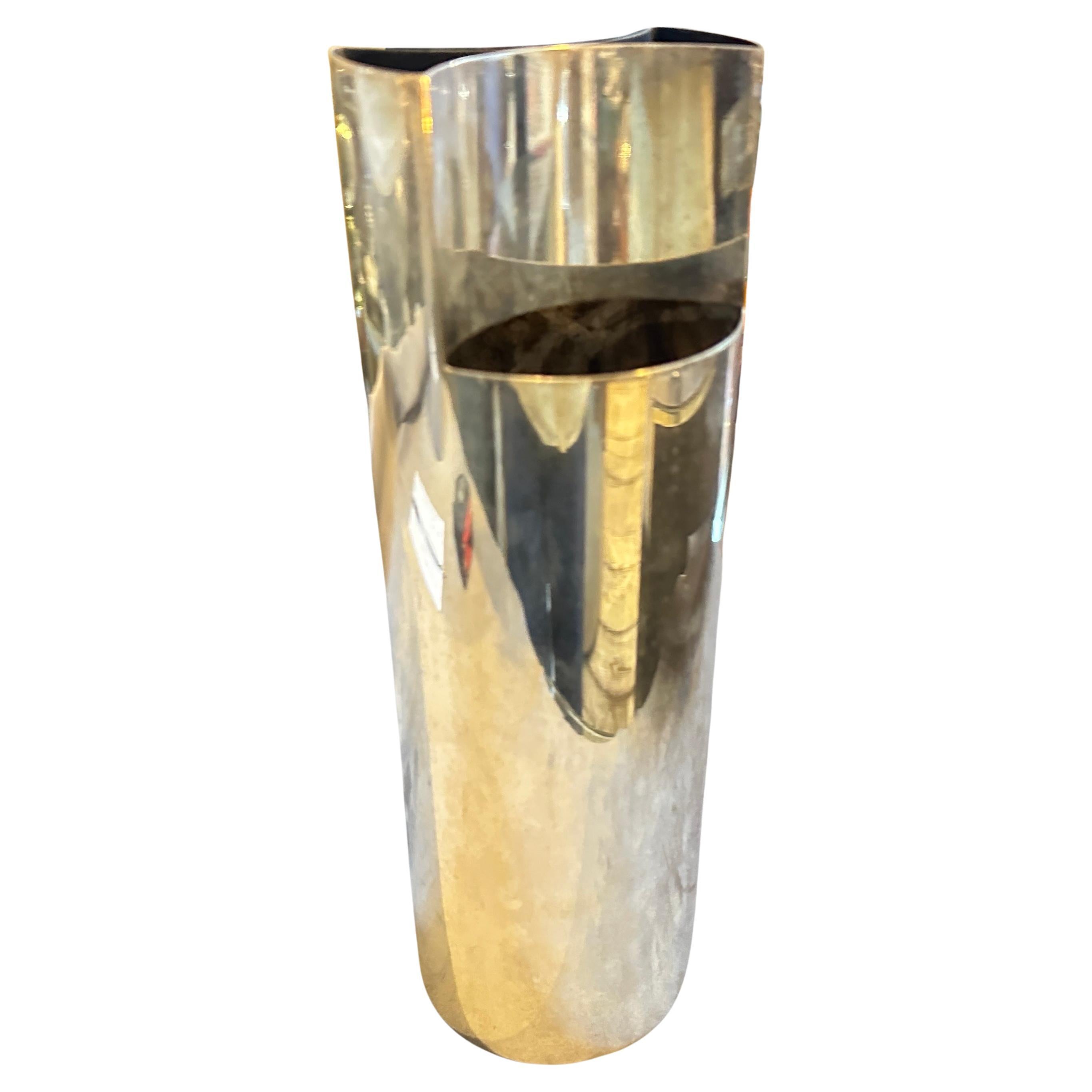 1970s Sabattini Style Minimalist Silver Plated Italian Vase