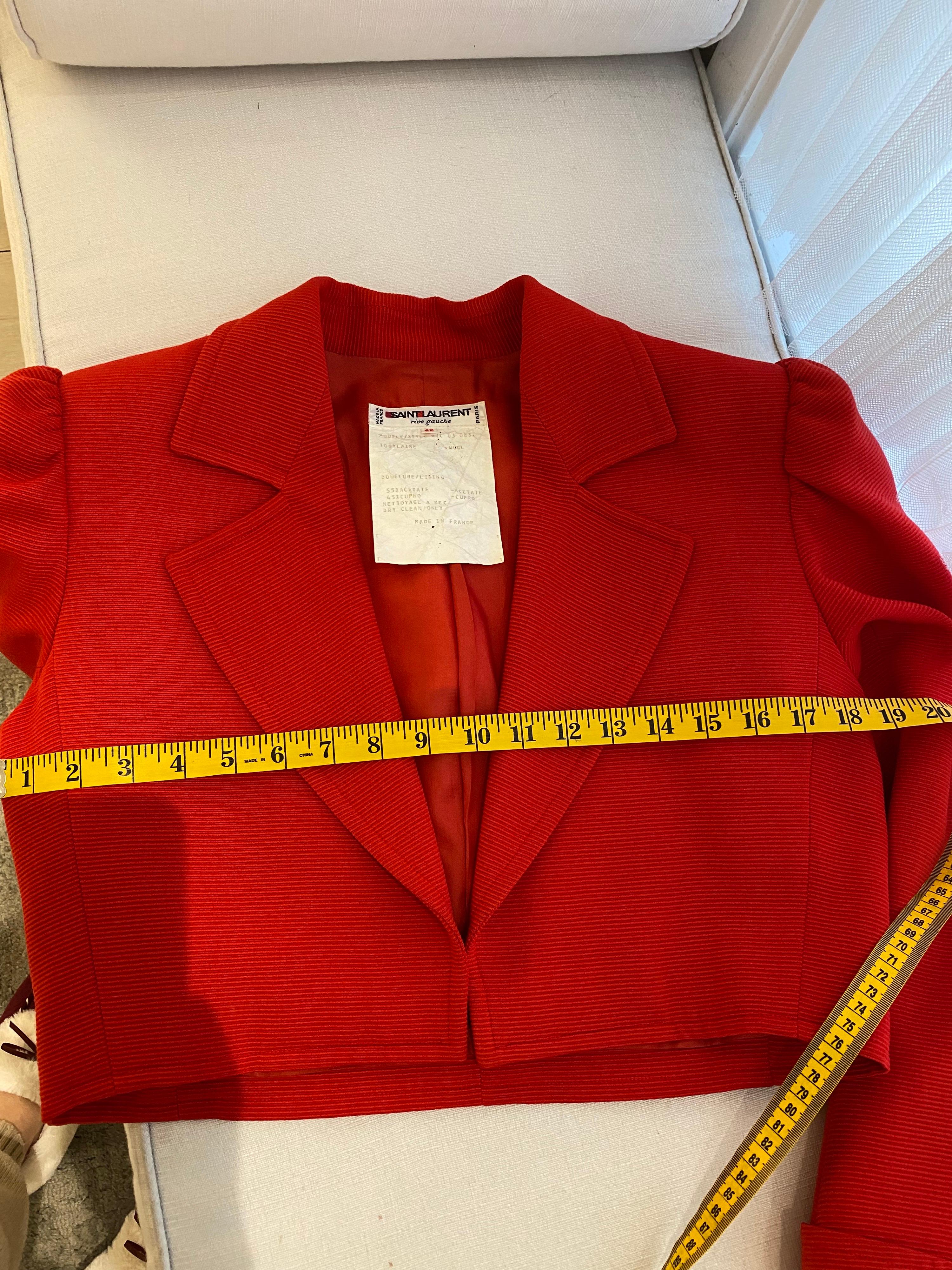 1980s Saint Laurent Orange Red Jacket Blazer  In Excellent Condition In Beverly Hills, CA