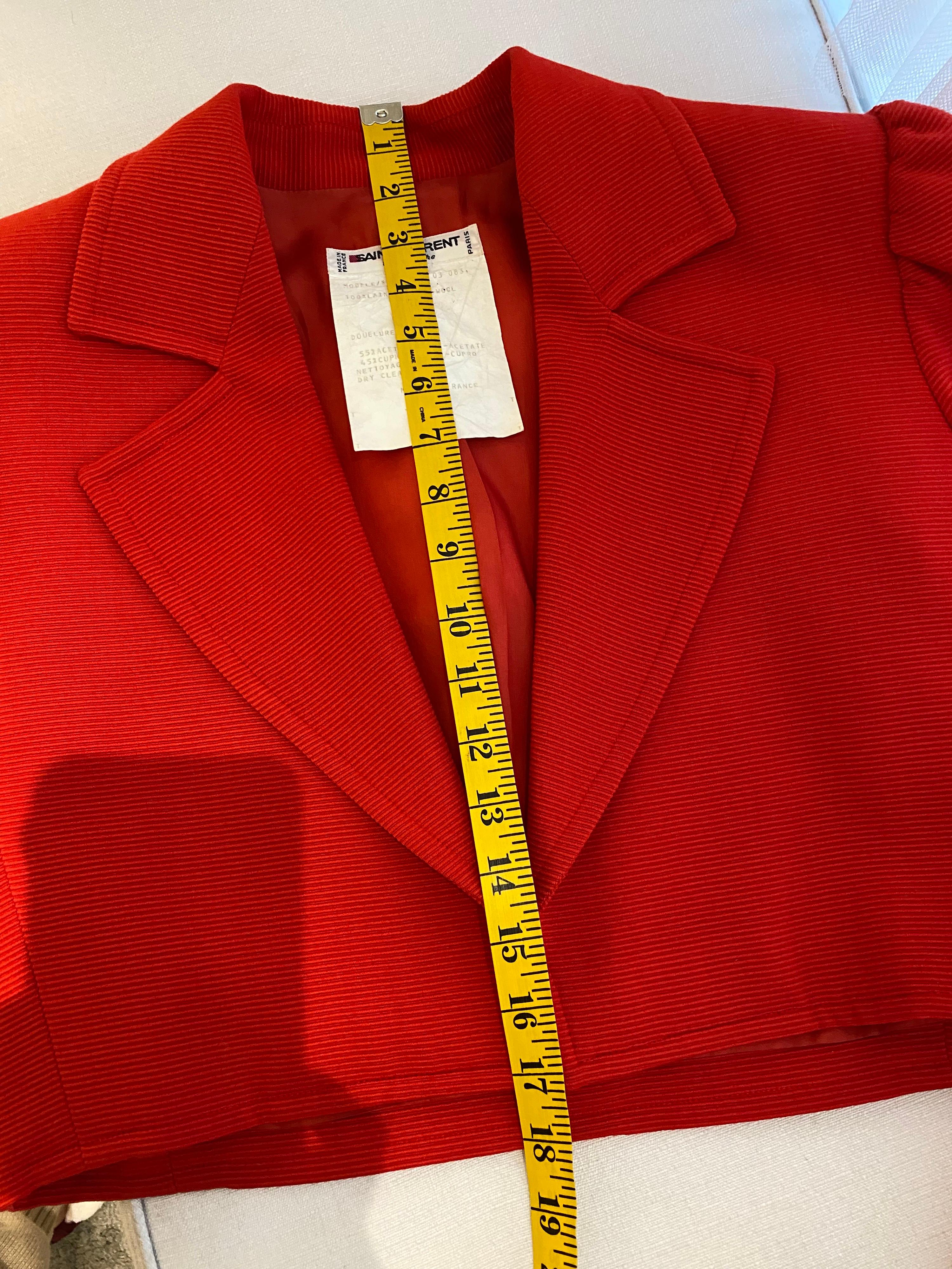 Women's 1980s Saint Laurent Orange Red Jacket Blazer 