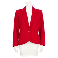 Vintage 1970s Saint Laurent Red Wool Shawl Collar Jacket