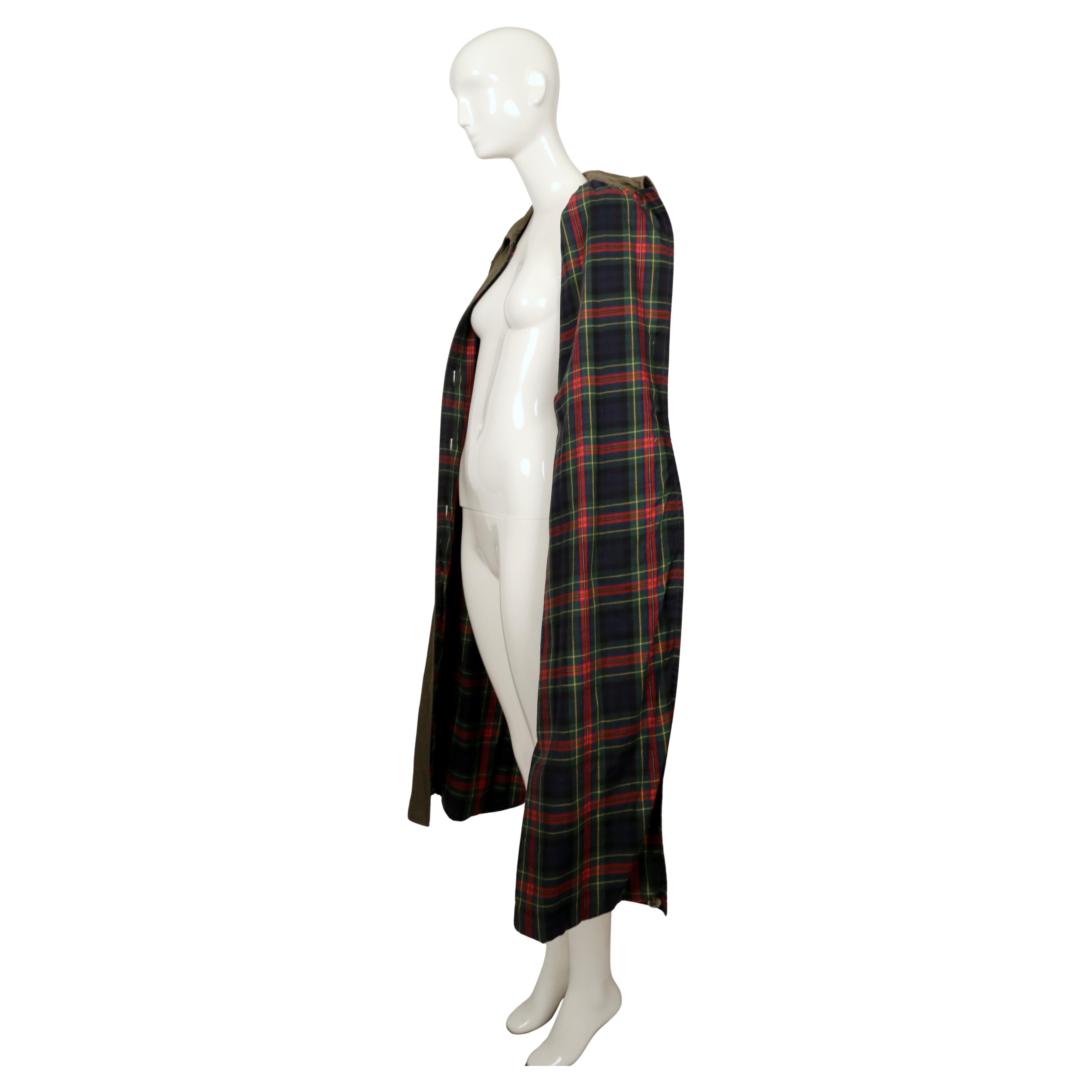 Trench Saint Laurent degli anni '70 con maniche a sbuffo e fodera in lana a quadri in vendita 4