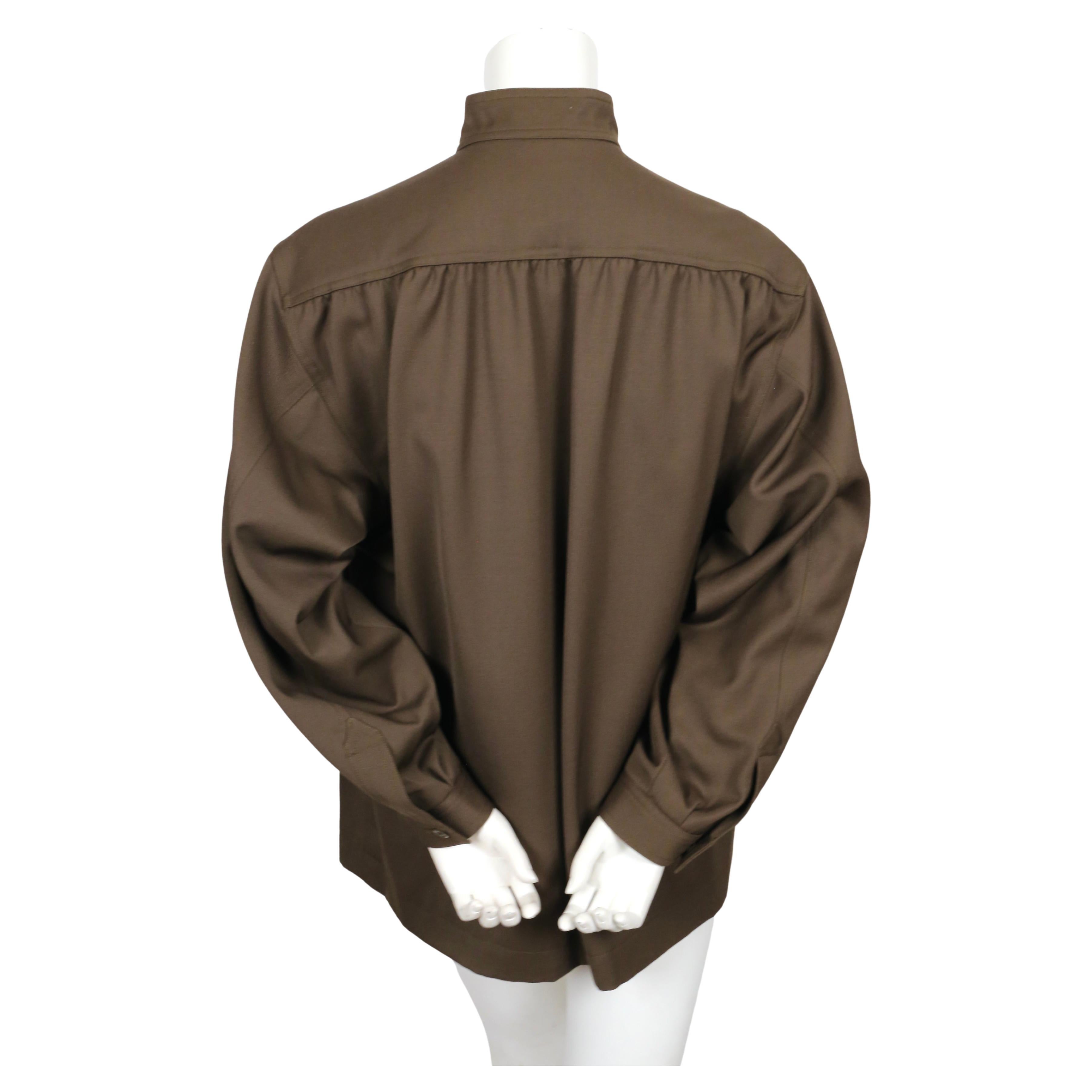 1970's SAINT LAURENT wool gabardine jacket with patch pockets & shoulder pleats 1
