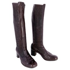 Stivali anni '70 Saks Fifth Ave. Stivali in pelle marrone