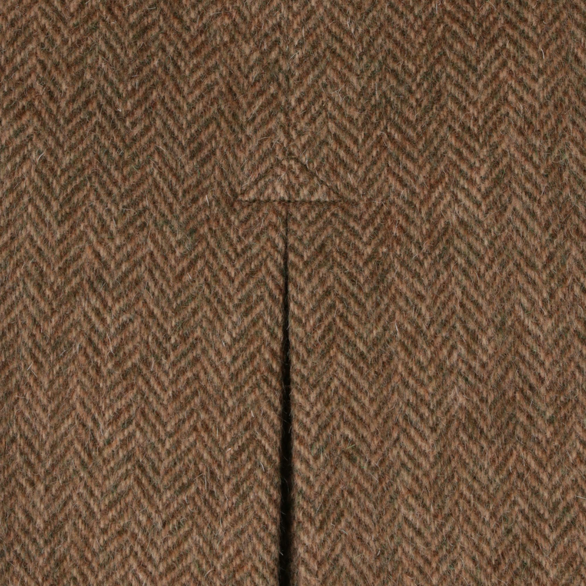 Men's 1970s Salko Loden Brown Herringbone Wool Coat