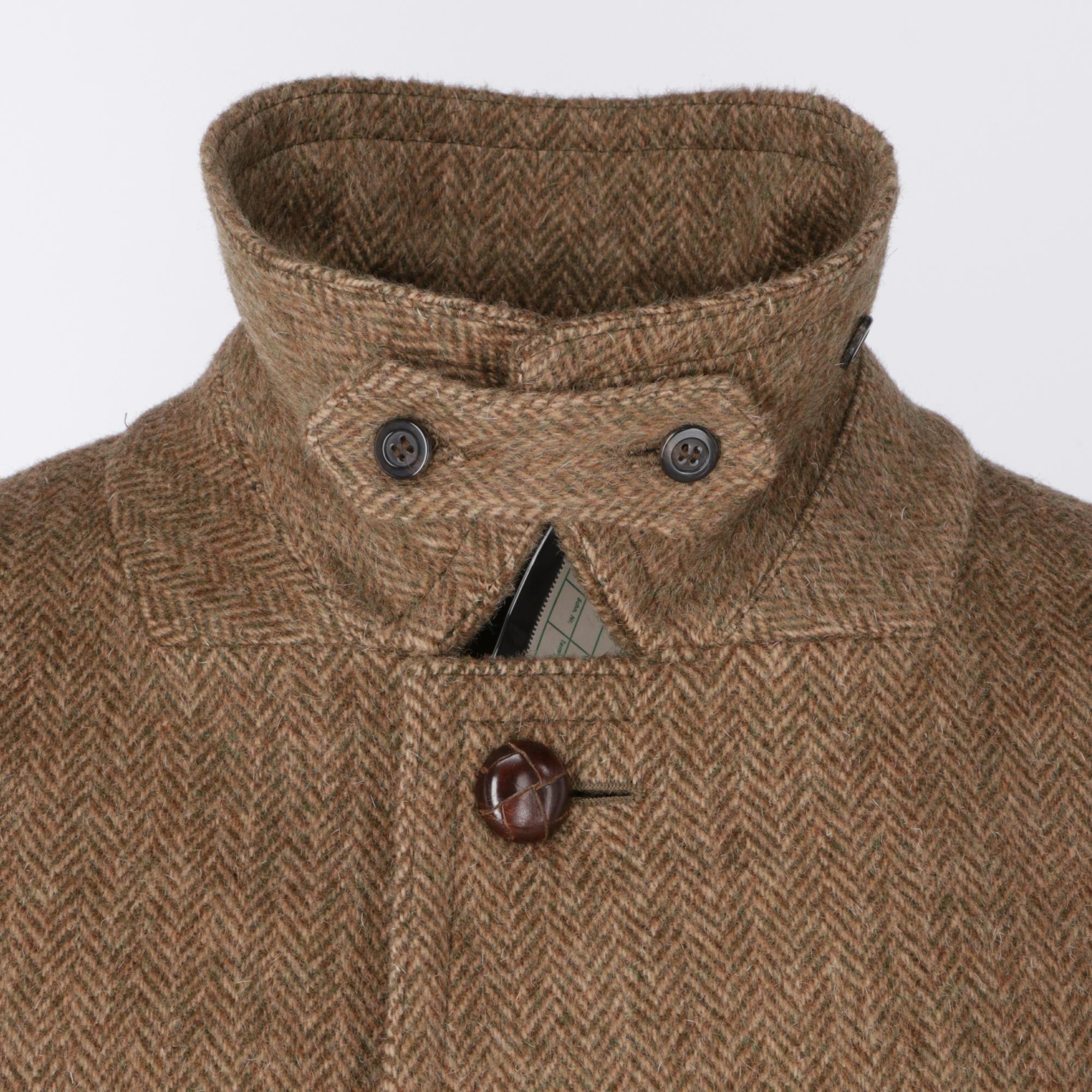 1970s Salko Loden Brown Herringbone Wool Coat 1