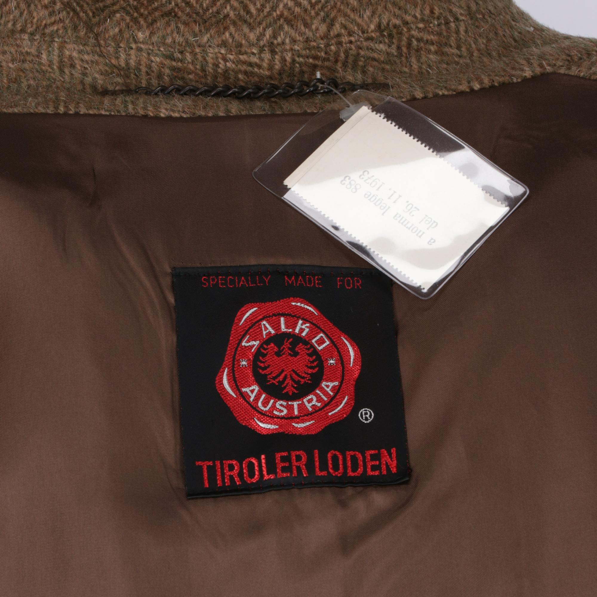1970s Salko Loden Brown Herringbone Wool Coat 5
