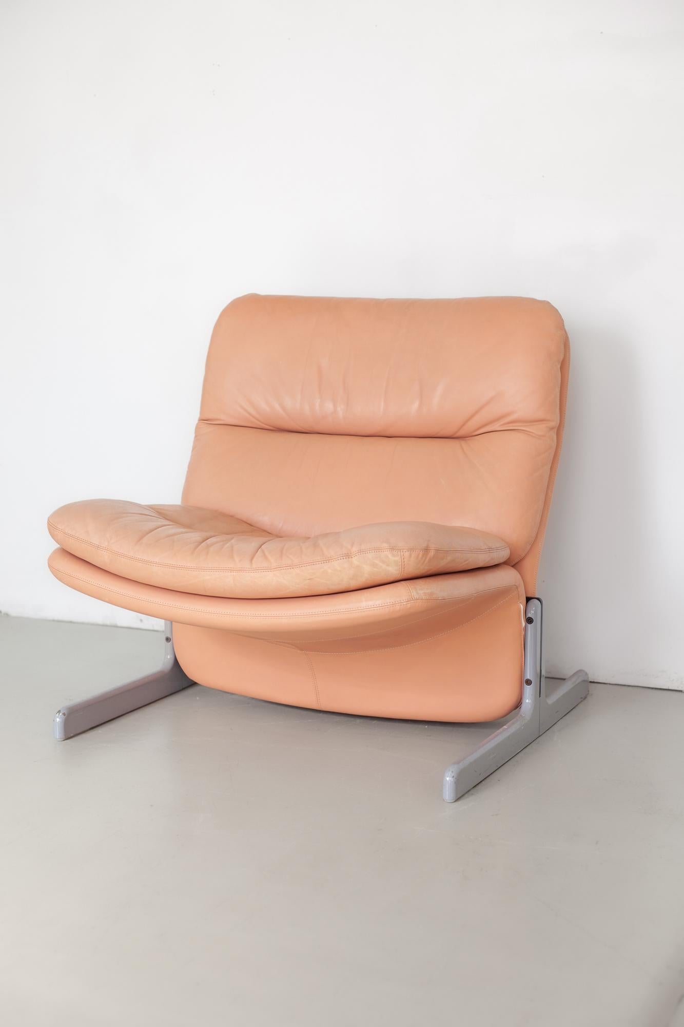 Leather 1970s Sandwich Chair with Ottoman by Ammannati & Vitelli for Brunati