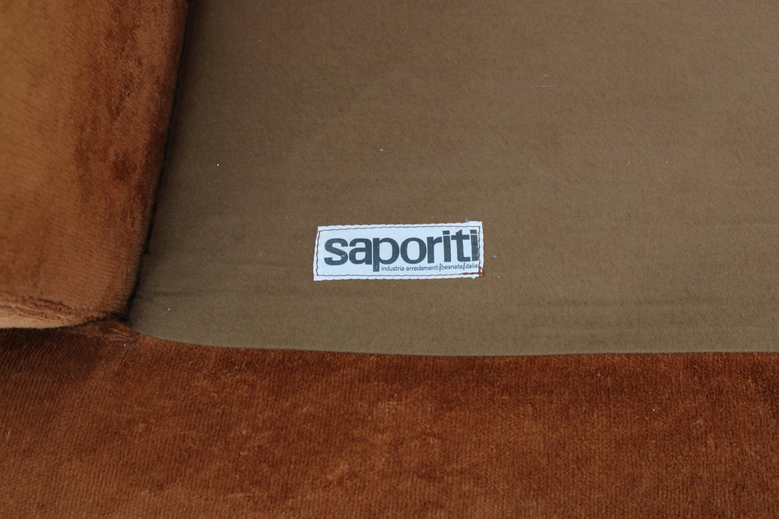 1970s Saporiti 2-Seater Sofa in Velvet, Italy  6