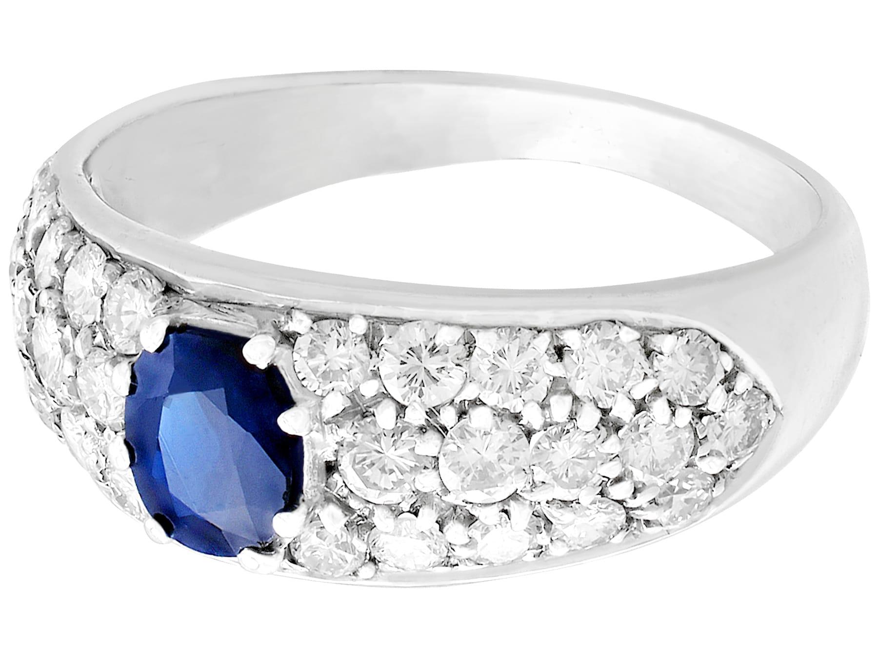 Round Cut 1970s Sapphire 1.95 Carat Diamond and White Gold Engagement Ring For Sale
