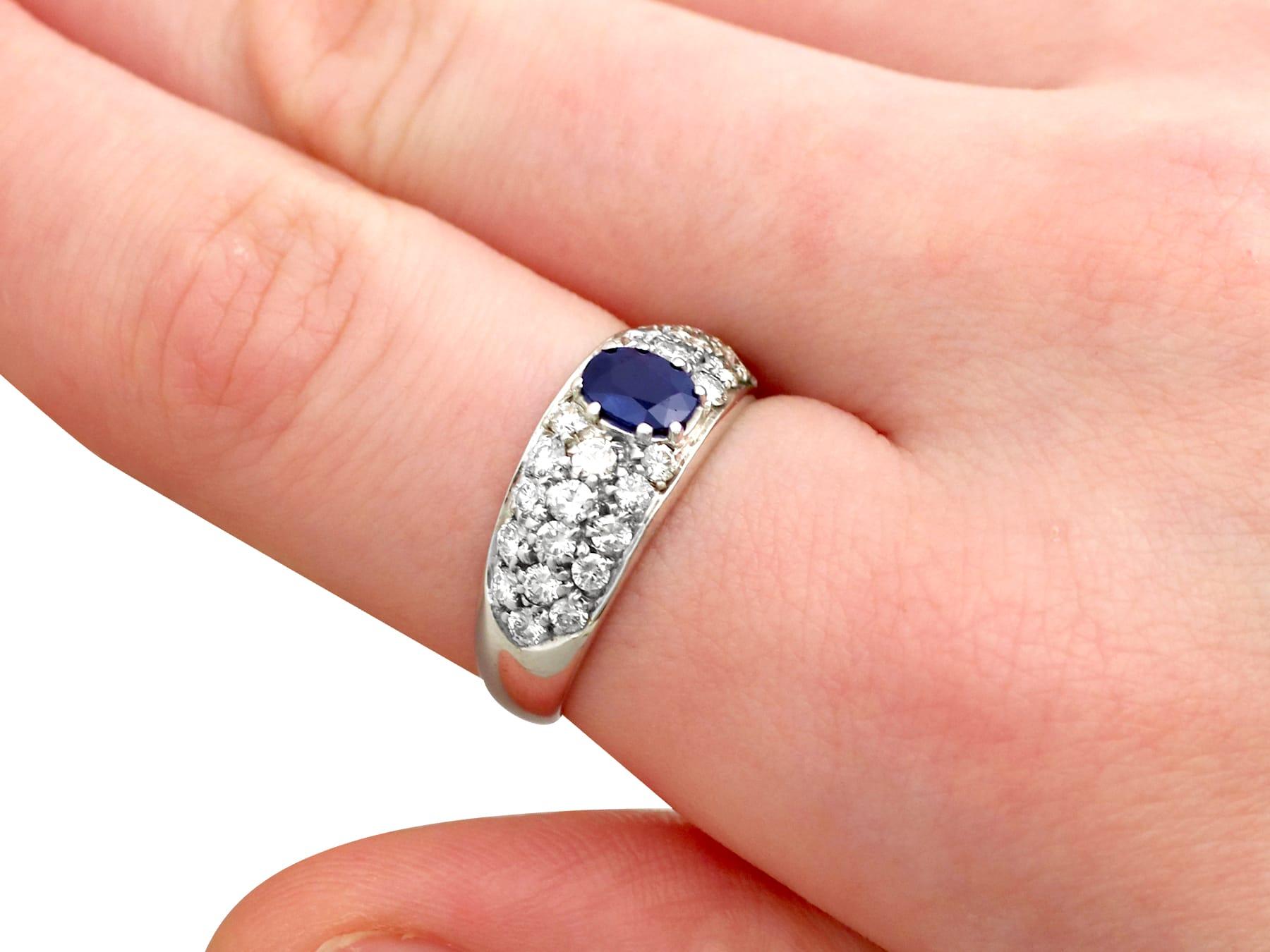 1970s Sapphire 1.95 Carat Diamond and White Gold Engagement Ring For Sale 2