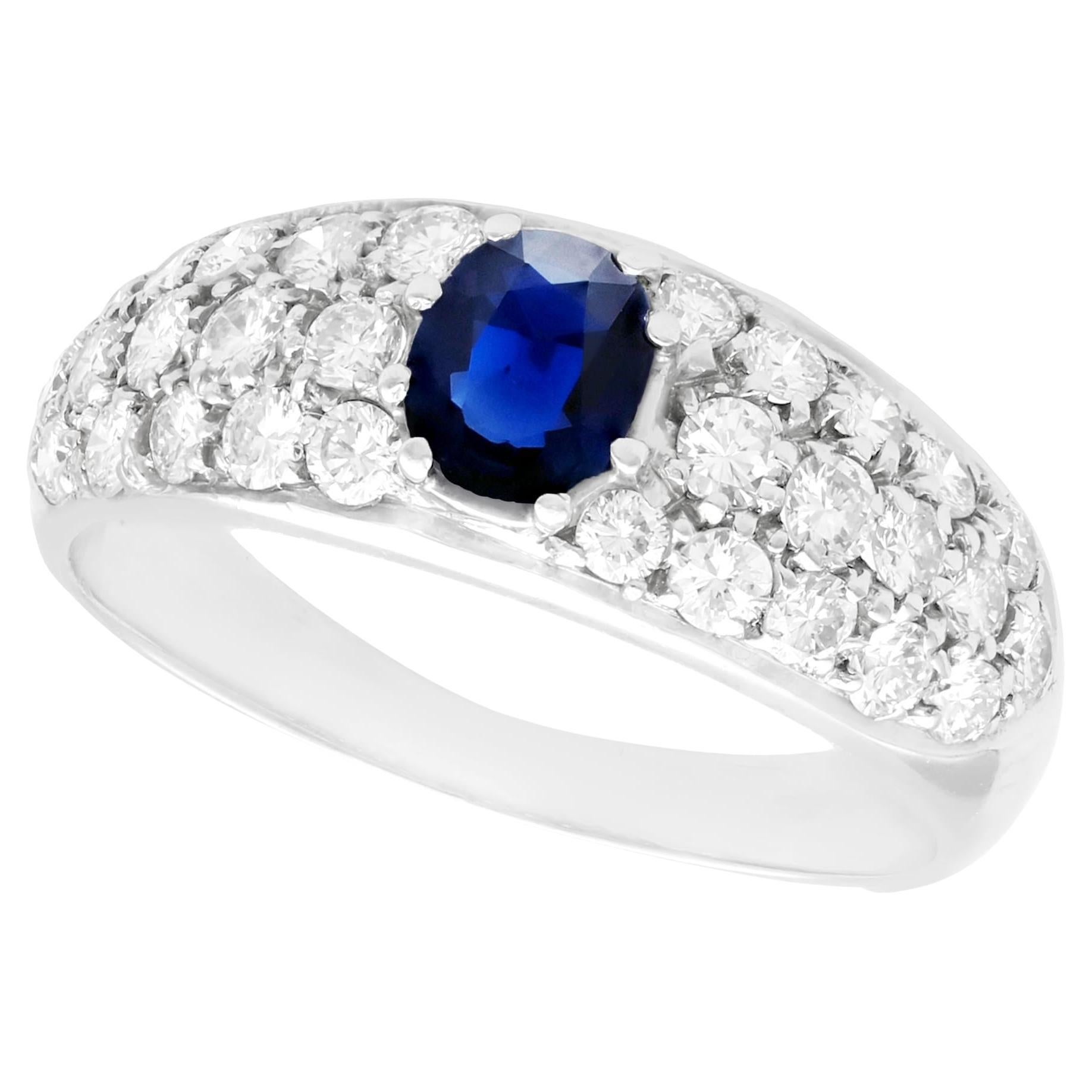1970s Sapphire 1.95 Carat Diamond and White Gold Engagement Ring For Sale