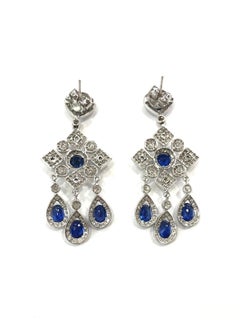1970s Sapphire and Diamond Drop Earrings
